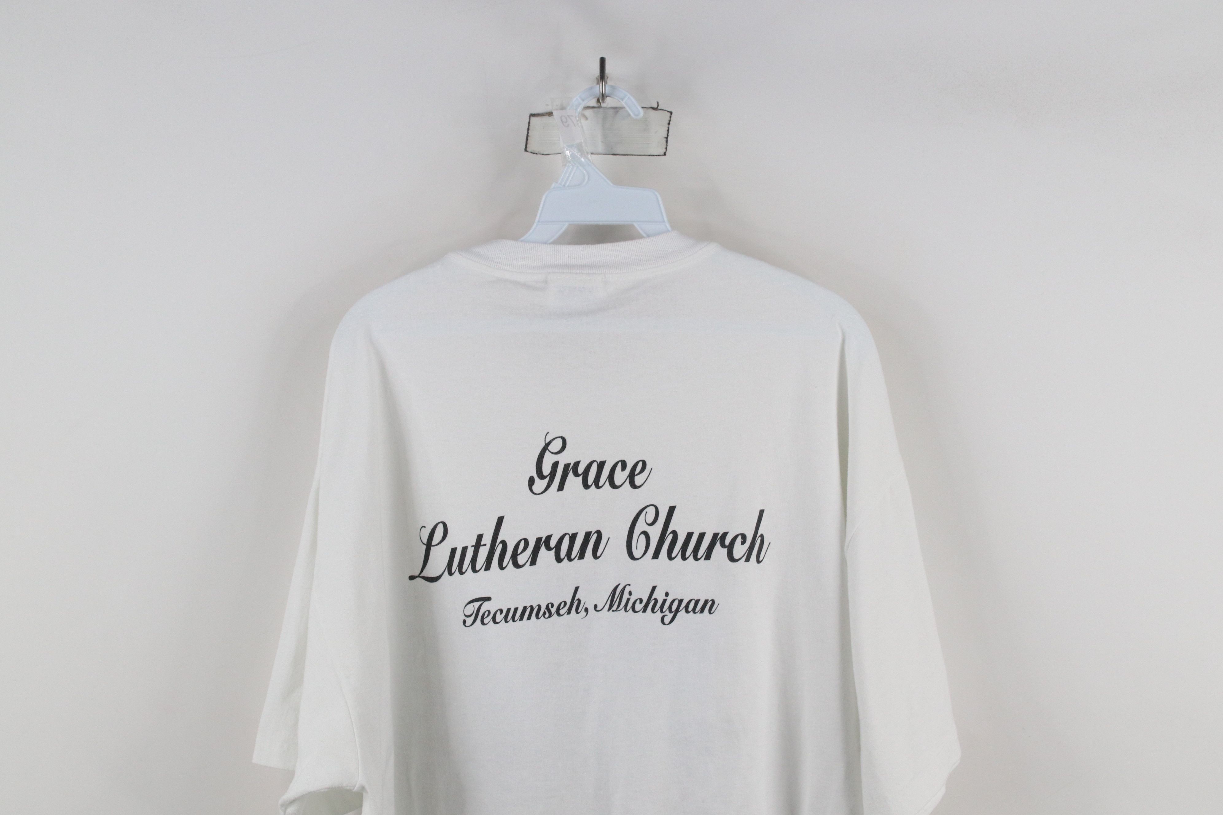 Vintage Vintage 90s Christianity Calvary Short Sleeve T-Shirt White Size US XL / EU 56 / 4 - 11 Thumbnail