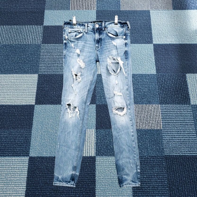 Pacsun PacSun Jeans Mens 29X30 Low Rise Skinny Leg Distressed Stone Wash Blue Denim Size US 30 / EU 46 - 1 Thumbnail