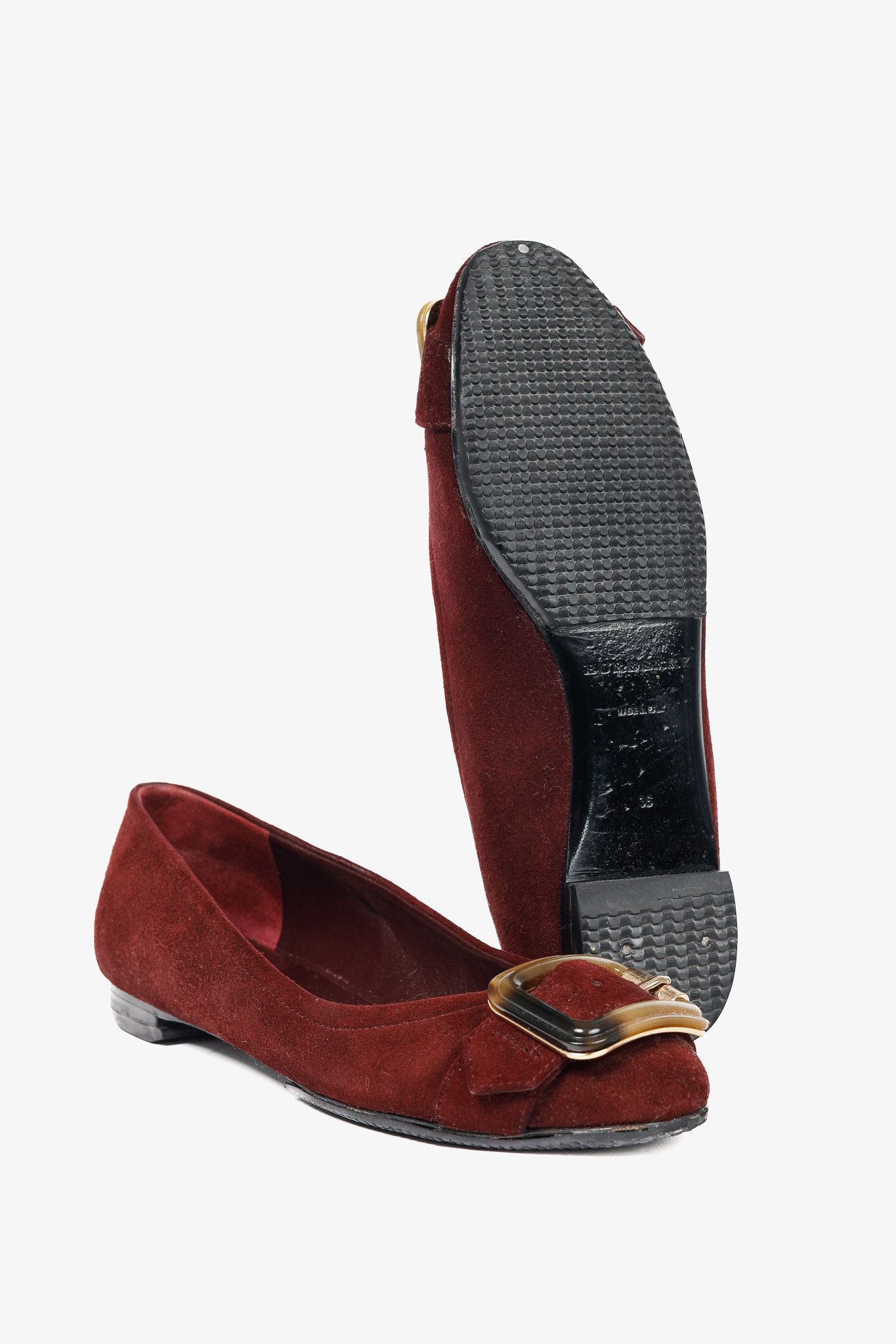 Burberry Burberry Leygreen Suede Trench Buckle Ballerina Flats Size US 5.5 / IT 35.5 - 5 Thumbnail