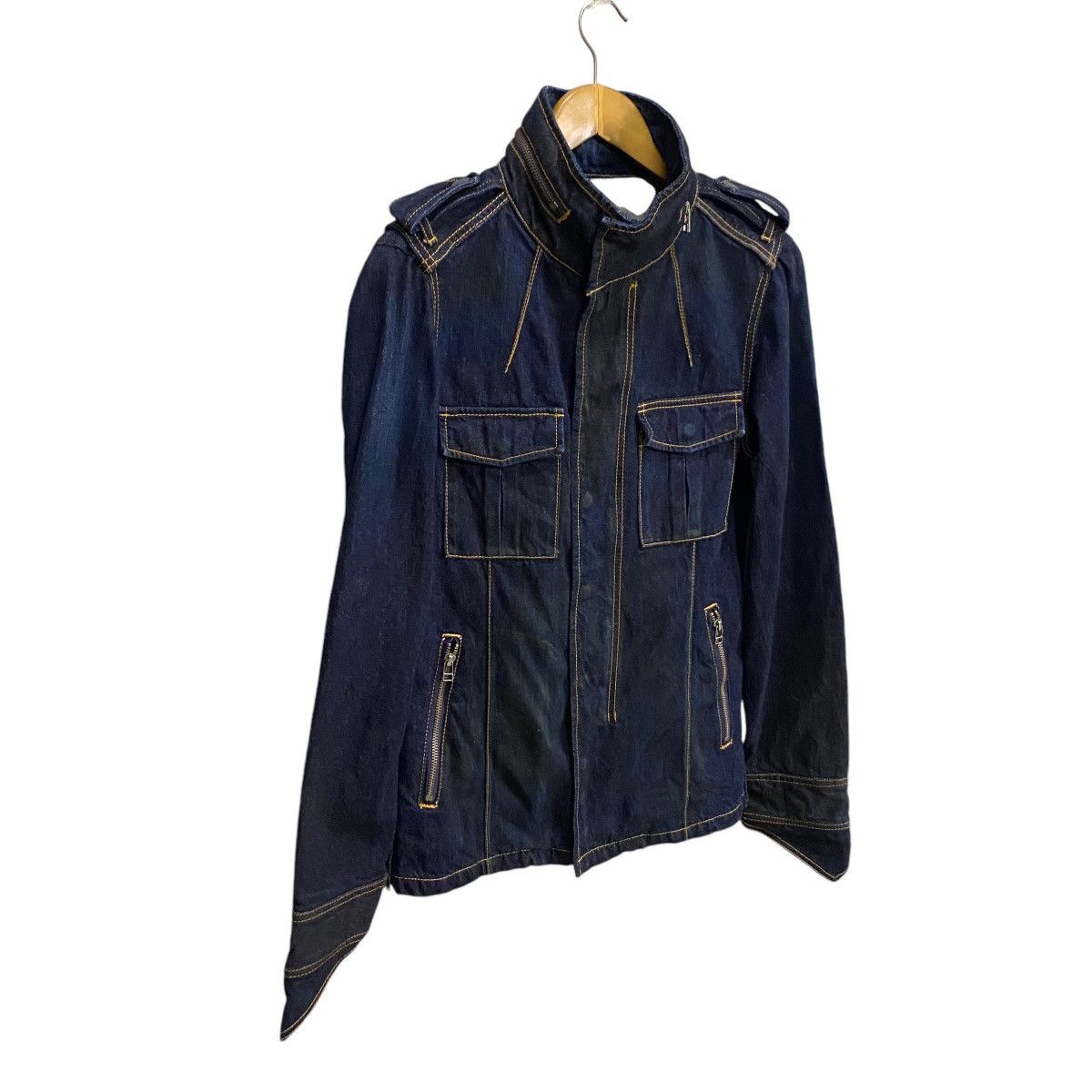 Japanese Brand Denim Bush Jacket Indigo Blue Size US S / EU 44-46 / 1 - 2 Thumbnail