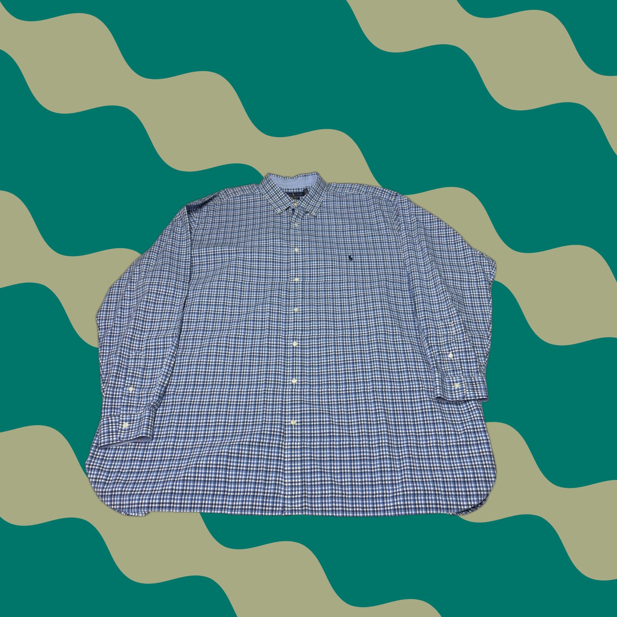 Polo Ralph Lauren Polo Ralph Lauren Mens 4XLT Blue Gingham Plaid Cotton Stretch Button Down Shirt Size US XXL / EU 58 / 5 - 1 Thumbnail