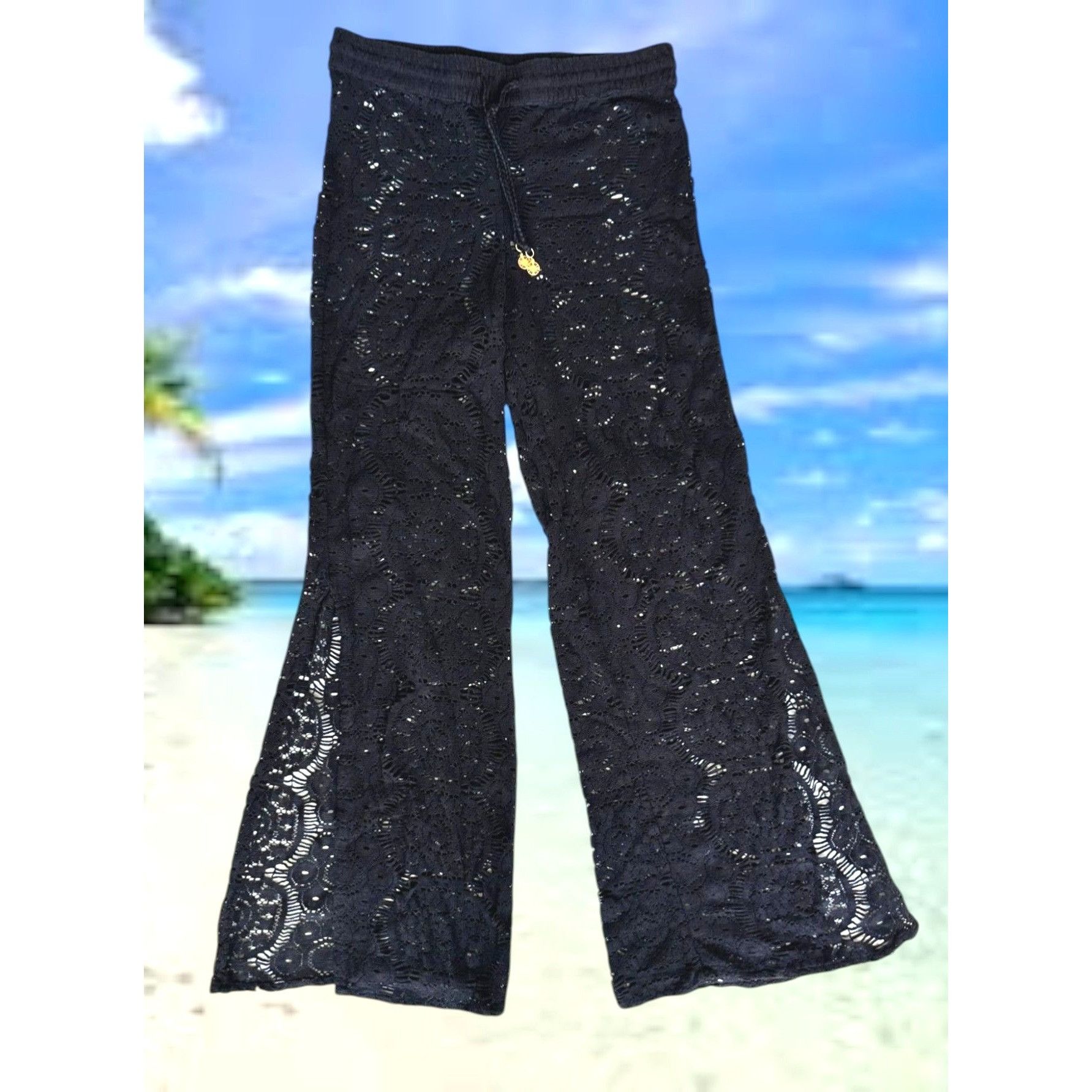 Other Guria Beachwear Black Lattice Pants Swimsuit Coverup Medium? Size 33" - 1 Thumbnail