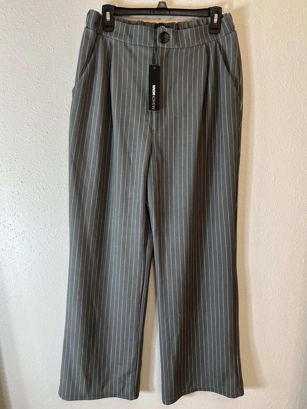 Fashion Nova Fashion Nova Work It Pin Strip Trouser Pants NWT Sz L Size 36" / US 14 / IT 50 - 1 Thumbnail