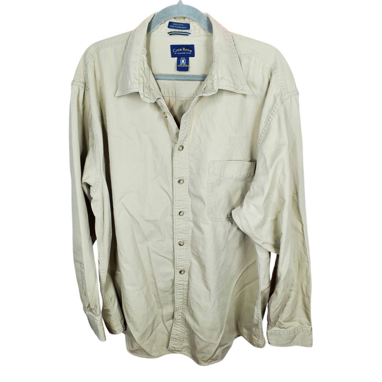 Club Room Club Room Khaki Cotton Button Up Shirt Long Sleeve Size XXL Size US XXL / EU 58 / 5 - 5 Thumbnail