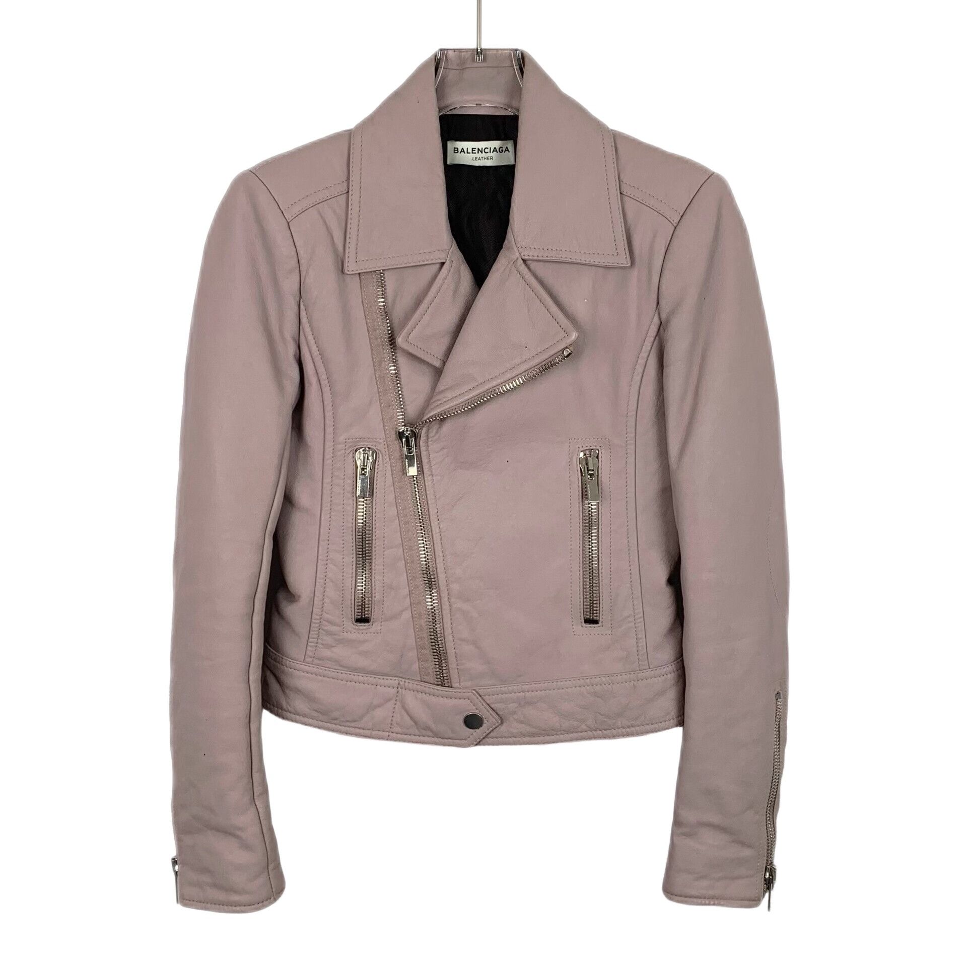 Balenciaga Balenciaga Mauve Leather Rider Jacket Size 34 Size XS / US 0-2 / IT 36-38 - 1 Thumbnail