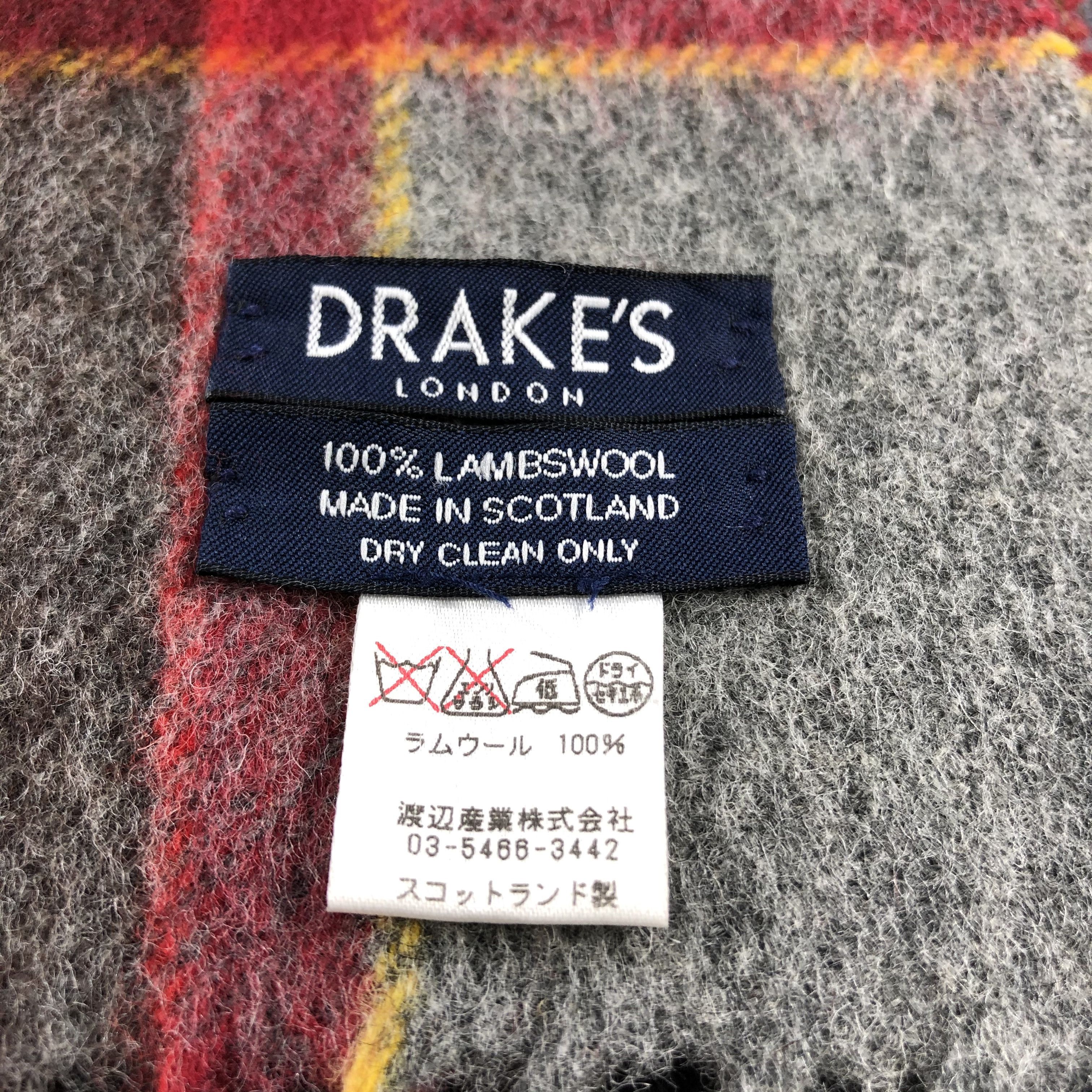 Drake's Drake's Tartan Wool Scarf Muffler V762 Size ONE SIZE - 4 Thumbnail