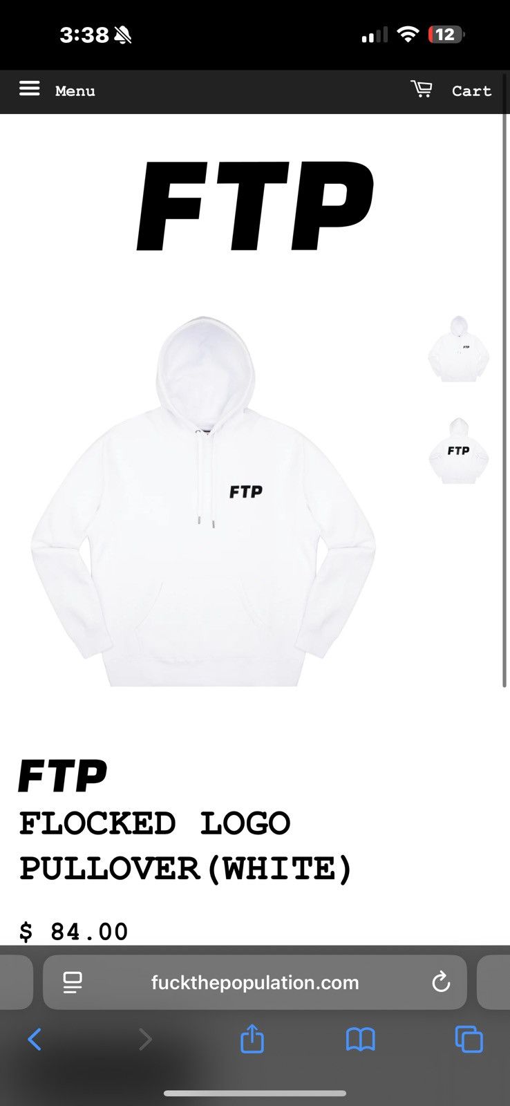 Fuck The Population FTP FLOCKED LOGO PULLOVER (WHITE) Size US L / EU 52-54 / 3 - 2 Thumbnail