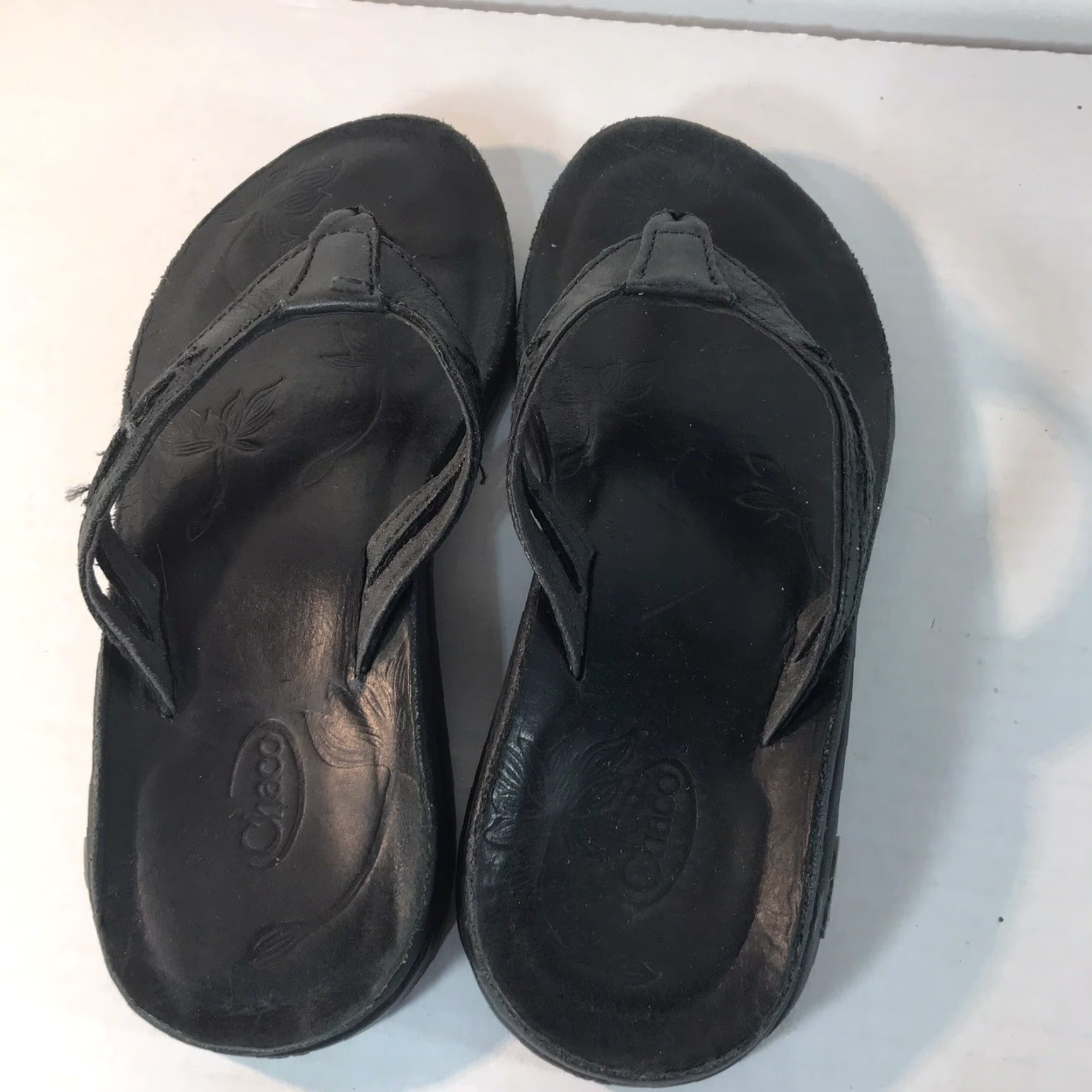Chaco VINTAGE Chaco Leather Flip Flops Women’s Size 6 Casual Comfortable Flat Black Slides Size US 6 / IT 36 - 3 Thumbnail