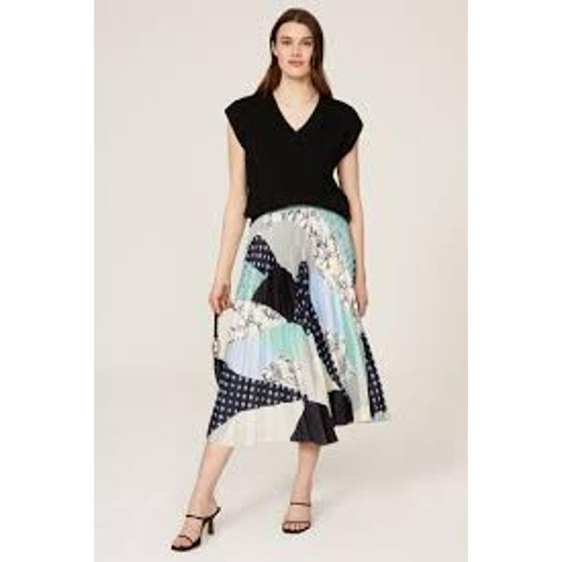 Club Monaco Elasticated Slip Pleat Midi Skirt – Size Small in Blue, Women's (Size 27)