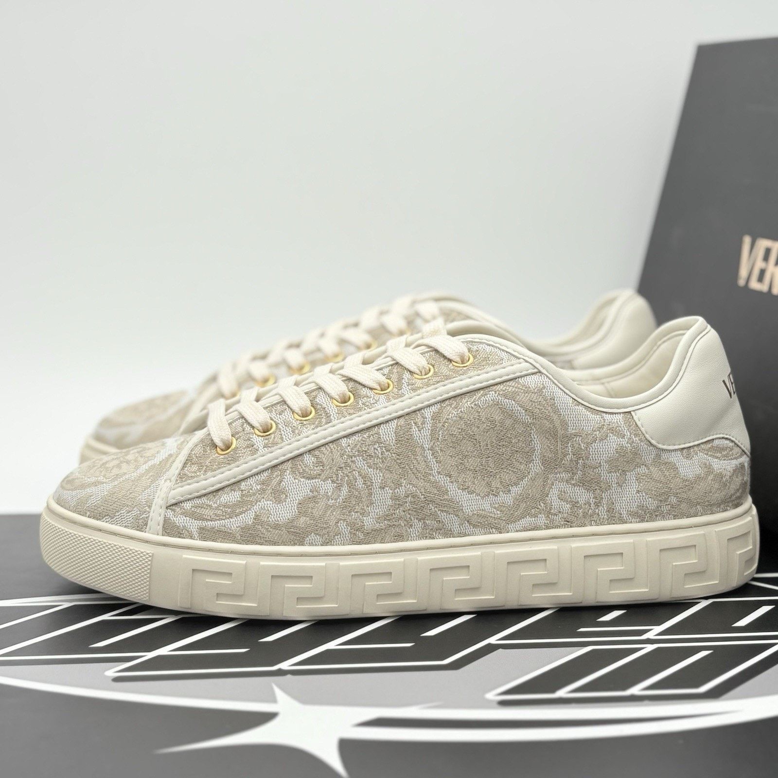 Versace Versace Barocco Greca Sneaker ' Beige Print ' | WORN ONCE! Size US 11 / EU 44 - 1 Thumbnail