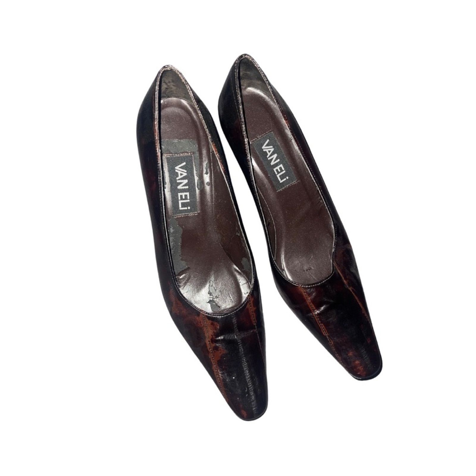VANELI Italian Leather pointed toe pumps heels Career Office Shoes Size US 7 / IT 37 - 4 Thumbnail