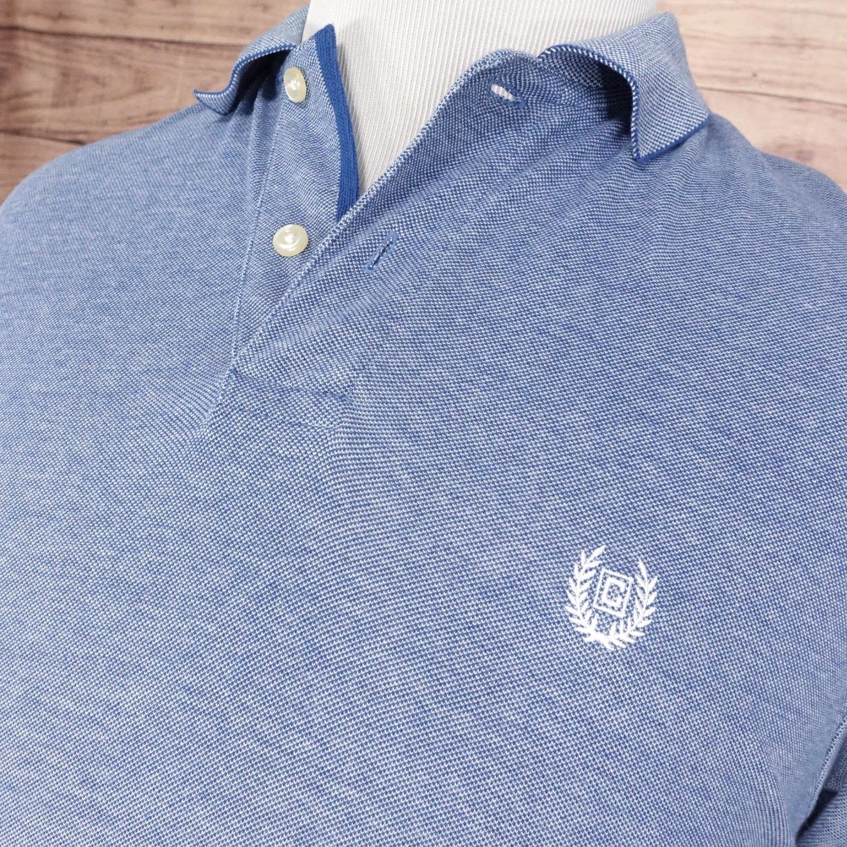 Chaps VINTAGE Chaps Polo Shirt Mens M Blue 100% Cotton Short Sleeve Stretch Pique Chest Crest Logo Size US M / EU 48-50 / 2 - 2 Thumbnail