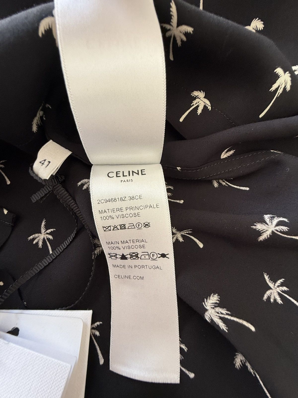 Celine SS24 $1.15k 🤑 Celine Hedi palm tree Hawaiian Black shirt Size US L / EU 52-54 / 3 - 21 Thumbnail