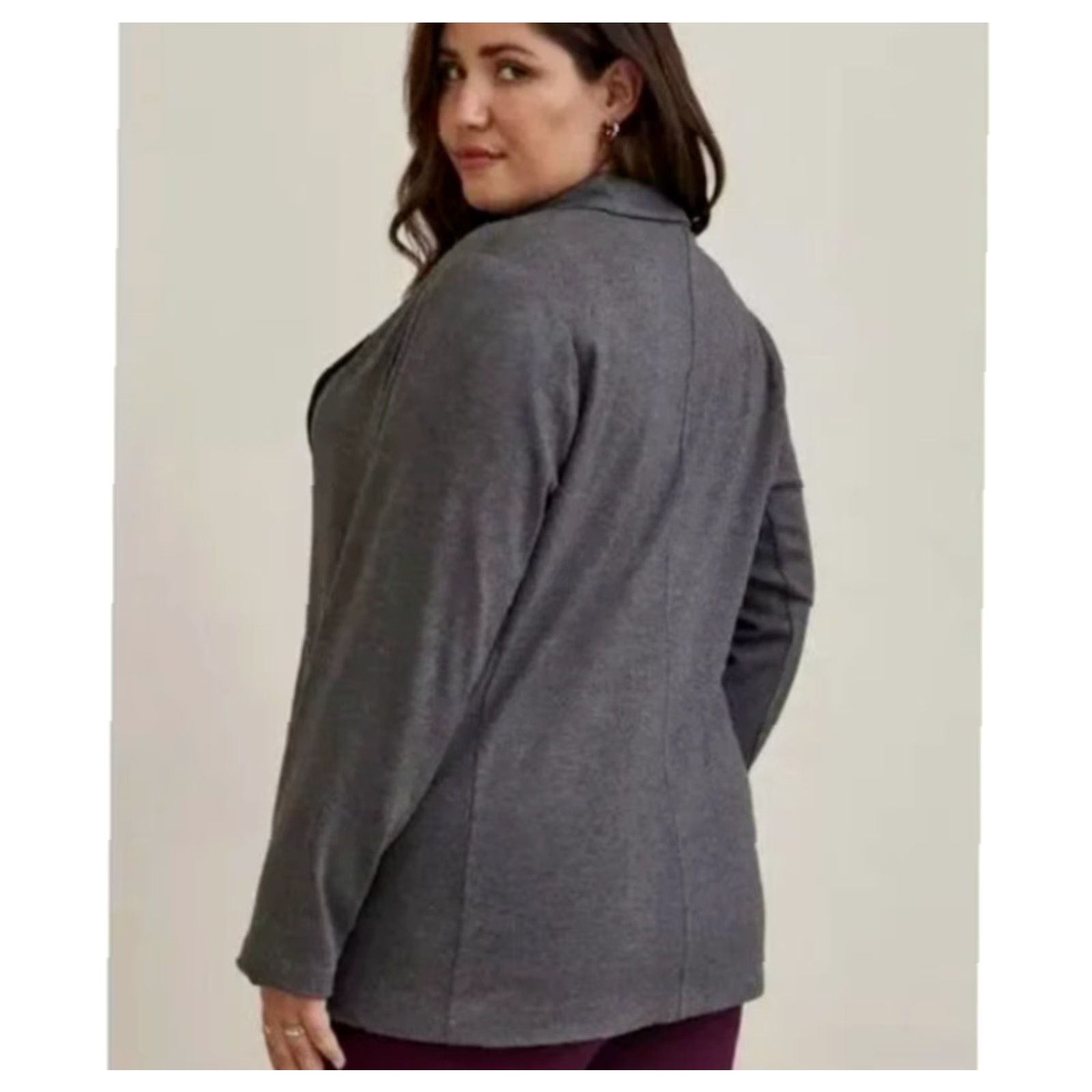 Torrid Torrid Blazer Shirt 1X Gray Jersey Knit Open Front Lightweight Lined Pockets Women Size XL / US 12-14 / IT 48-50 - 3 Thumbnail