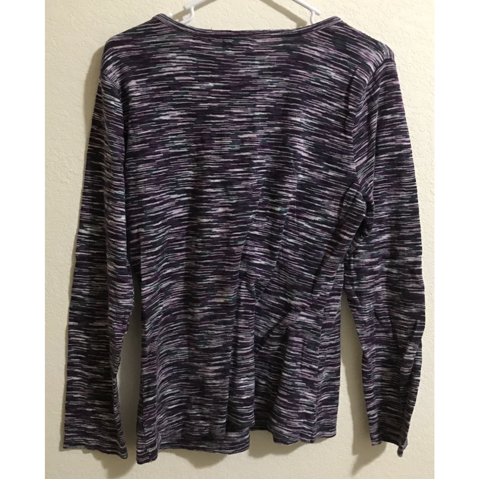 CO LIZ & CO Women’s Long Sleeve Shirt Purple Multi Color Patterned Knit Top B701 XL Multicolor Knit Top Ladies Blouse Mens? Size XL / US 12-14 / IT 48-50 - 2 Thumbnail