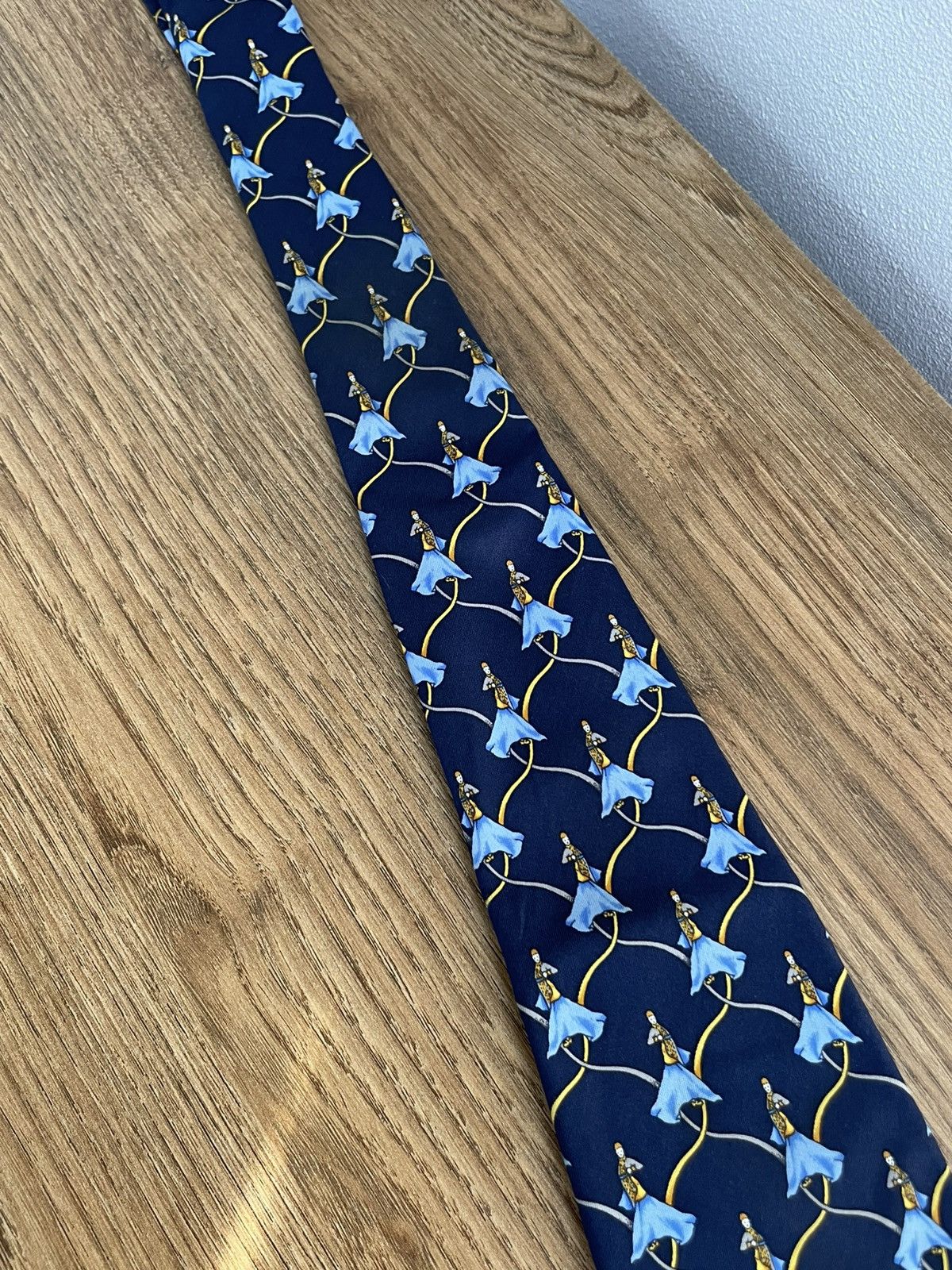 Christian Dior Monsieur Christian Dior Silk Tie Patterned Vintage Blue Gold Luxury Size ONE SIZE - 16 Thumbnail