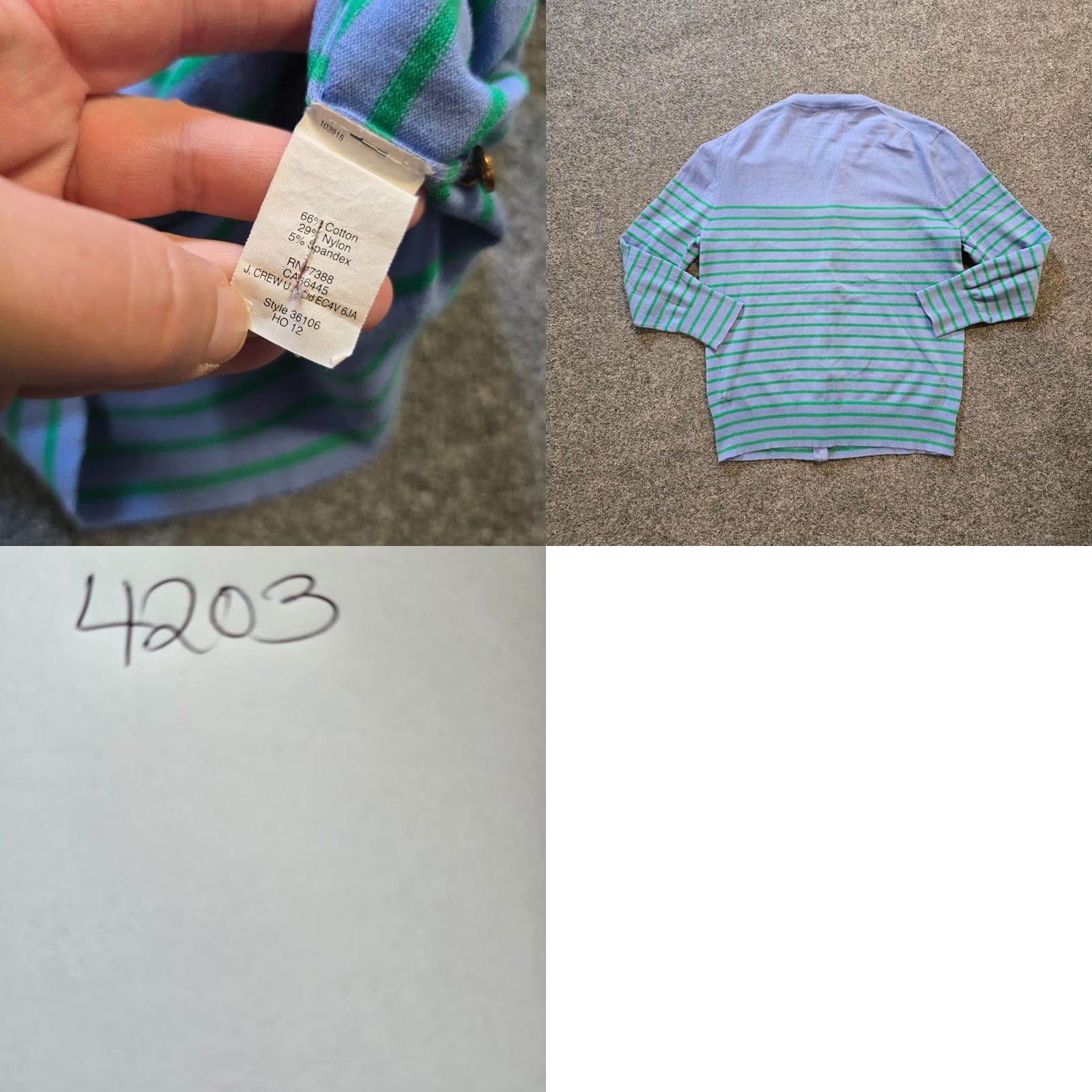 J.Crew J.CREW Sweater Cardigan Womens Small Blue Green Stripe Nautical Button Casual Size S / US 4 / IT 40 - 8 Thumbnail
