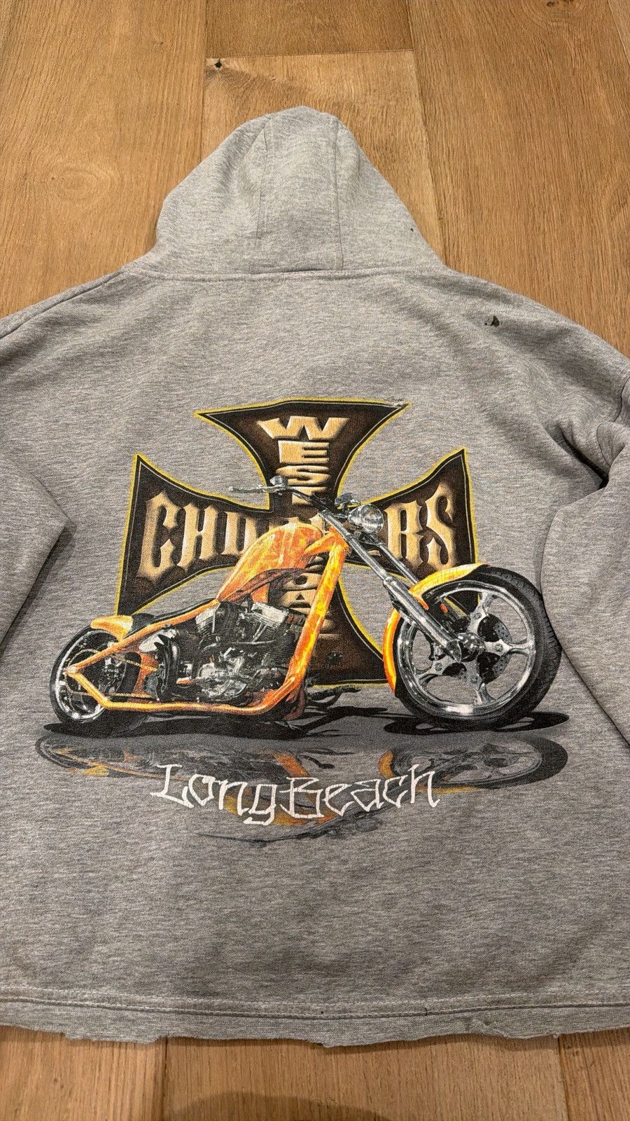 West Coast Choppers Vintage West Coast Choppers Hoodie *CRAZY FADE & DISTRESS* Size US L / EU 52-54 / 3 - 6 Thumbnail