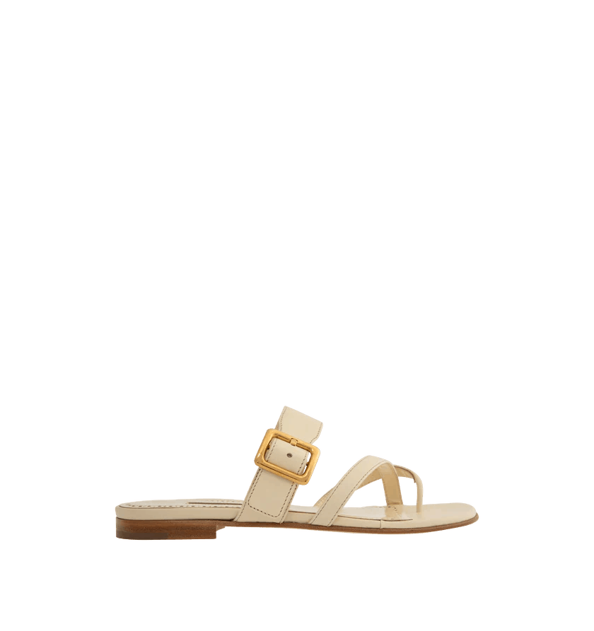 Manolo Blahnik o1h1sh11225 Thalusa Flat Sandals in Light Beige Size US 5 / IT 35 - 1 Thumbnail