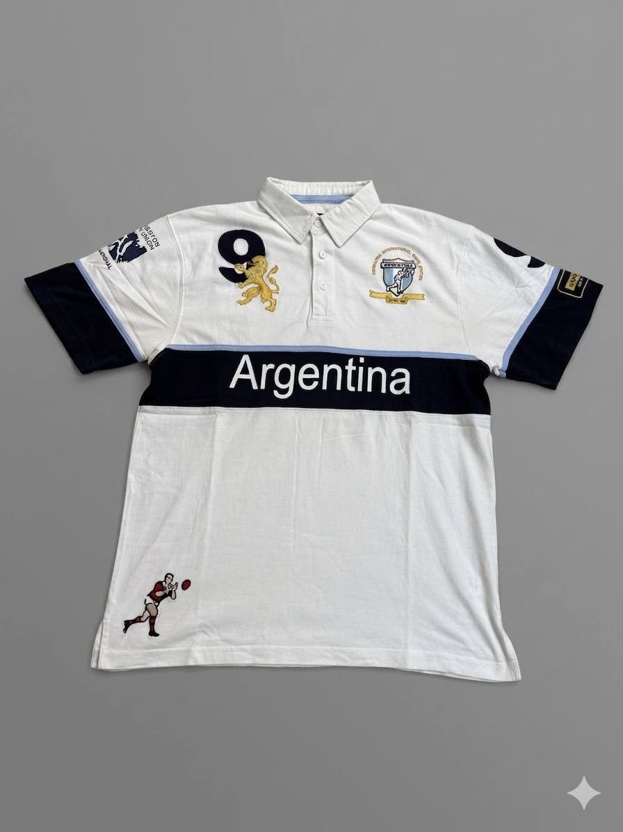 Vintage Kevingston Argentina Rugby Union Polo Shirt White Navy M Size US M / EU 48-50 / 2 - 1 Thumbnail