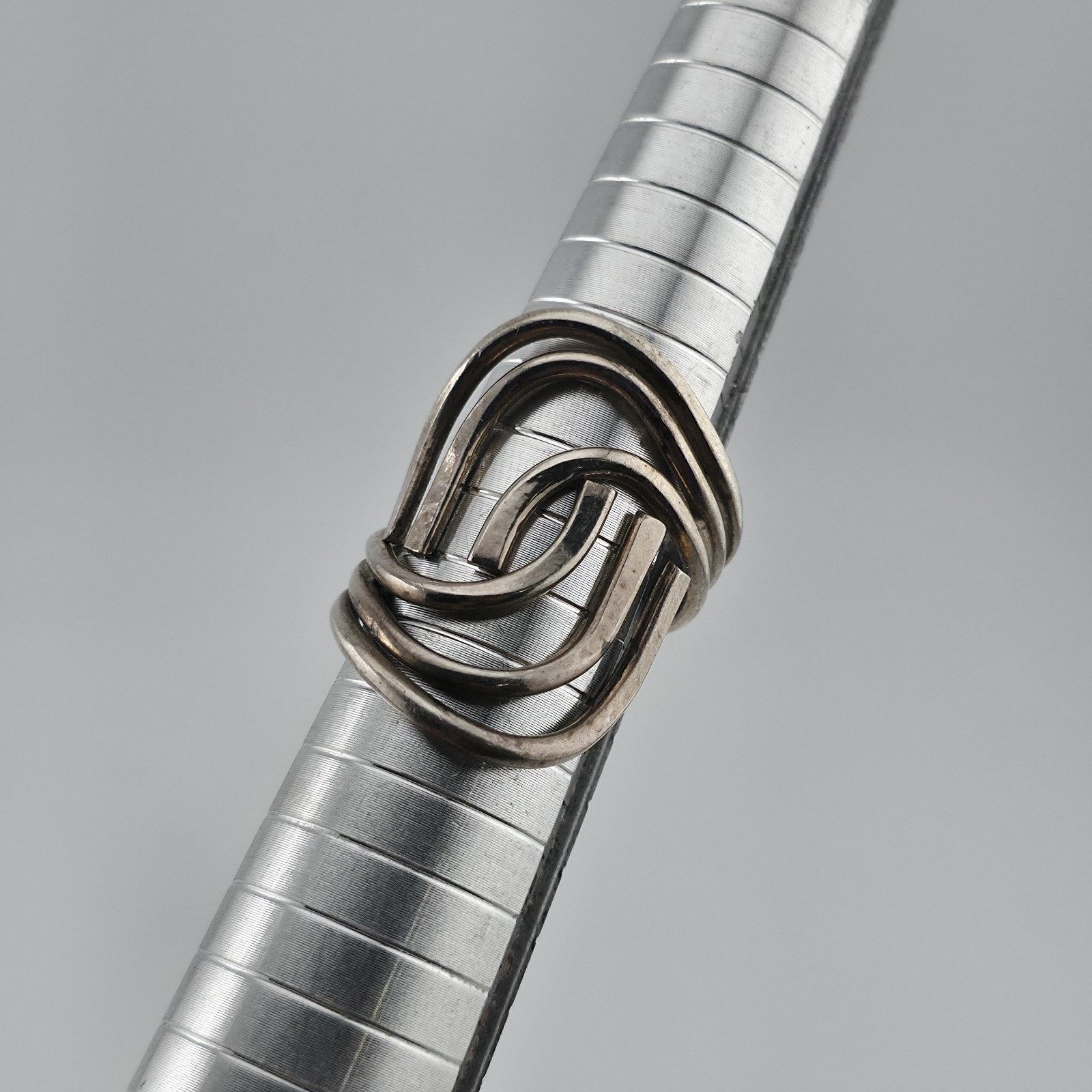 Other Vintage Sterling Silver Modernist Swirl Ring 7.5 Abstract Size ONE SIZE - 5 Thumbnail
