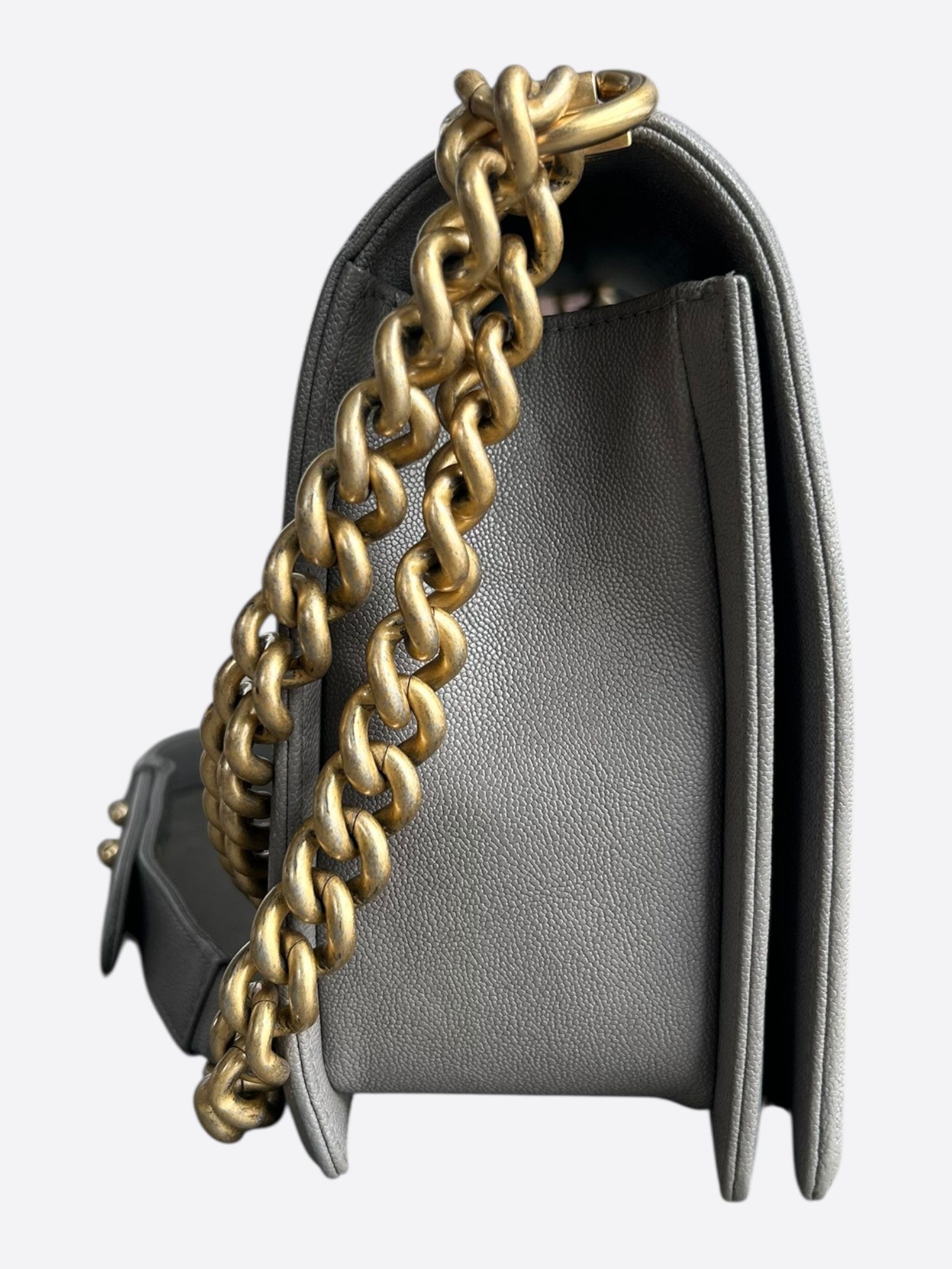 Chanel Chanel Light Grey Quilted Caviar Large Boy Bag Size ONE SIZE - 2 Thumbnail