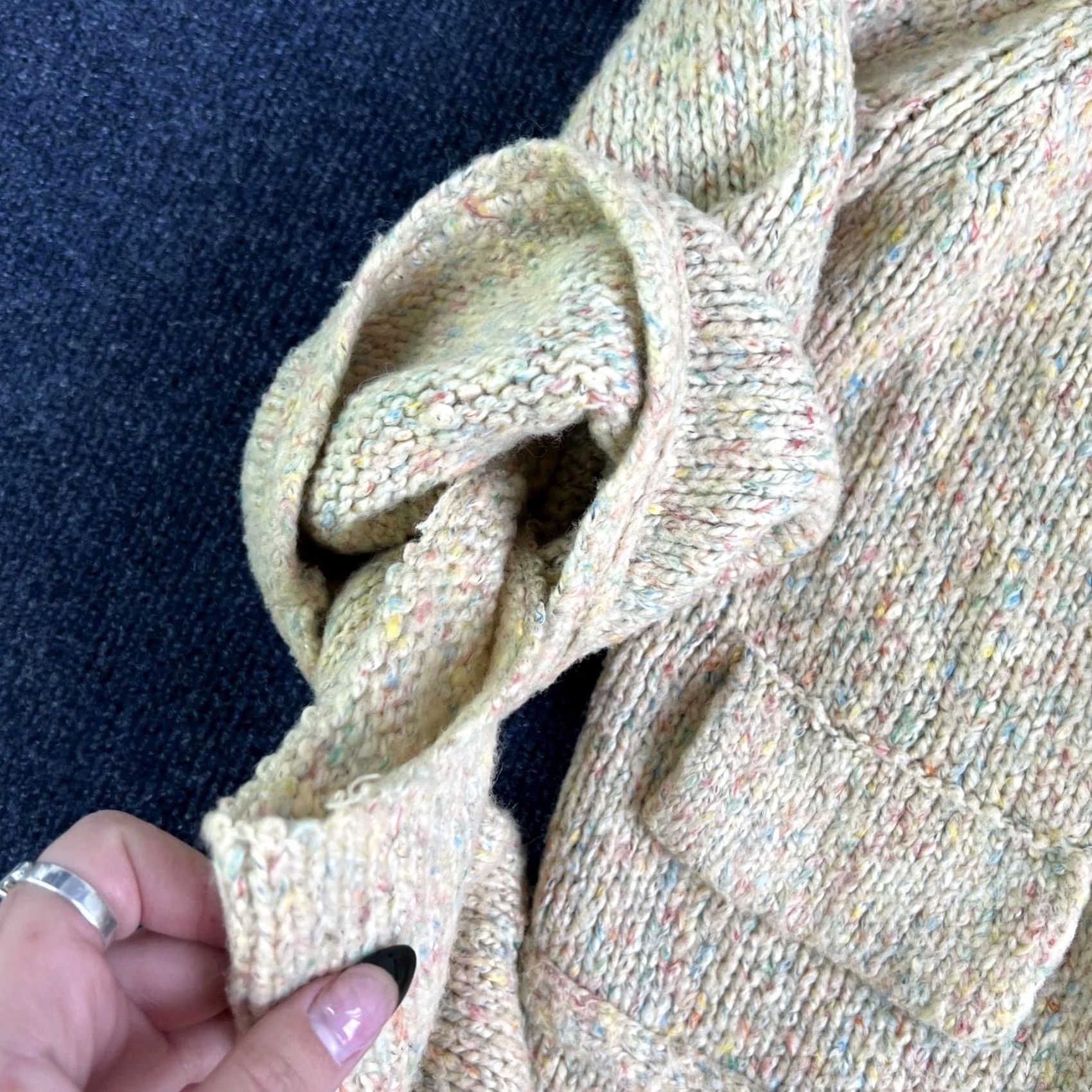 Vintage VINTAGE One Girl Who Serenity Cardigan Womens Small Beige Speckled Knit Cropped Cardigan Size S / US 4 / IT 40 - 3 Thumbnail