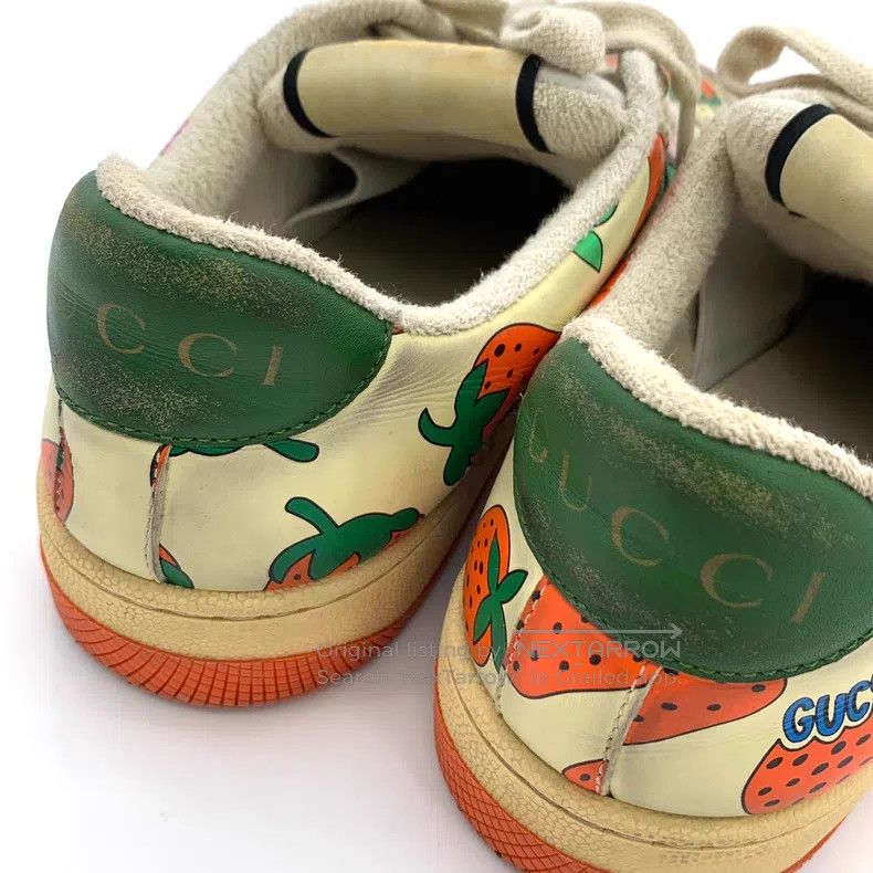 Gucci Gucci Colour-blocked strawberry print lacing casual sports Size US 5.5 / IT 35.5 - 8 Thumbnail