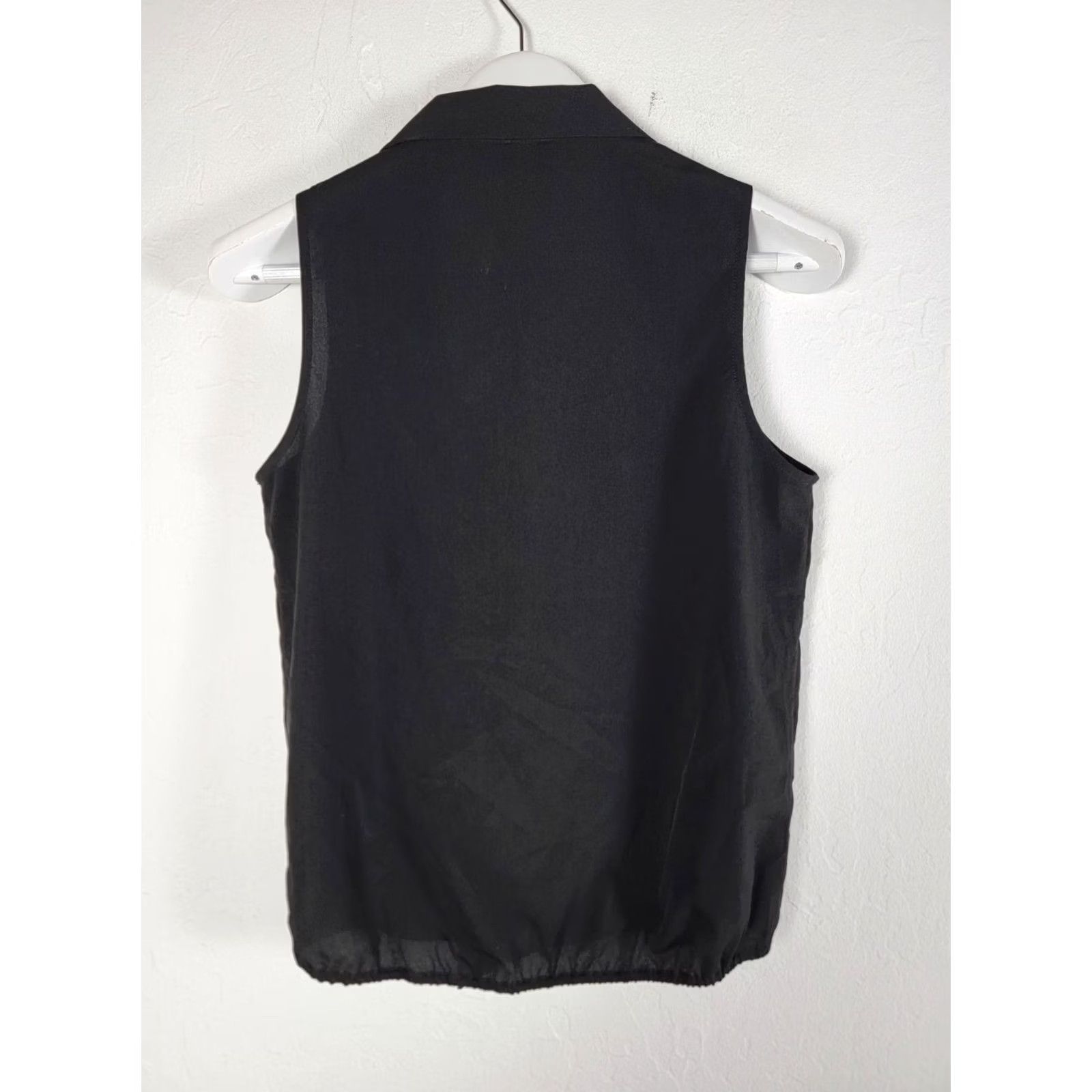 Haute Hippie Haute Hippie Womens Black V-Neck Sleeveless Tie-Neck Blouse Small Casual Size S / US 4 / IT 40 - 2 Thumbnail