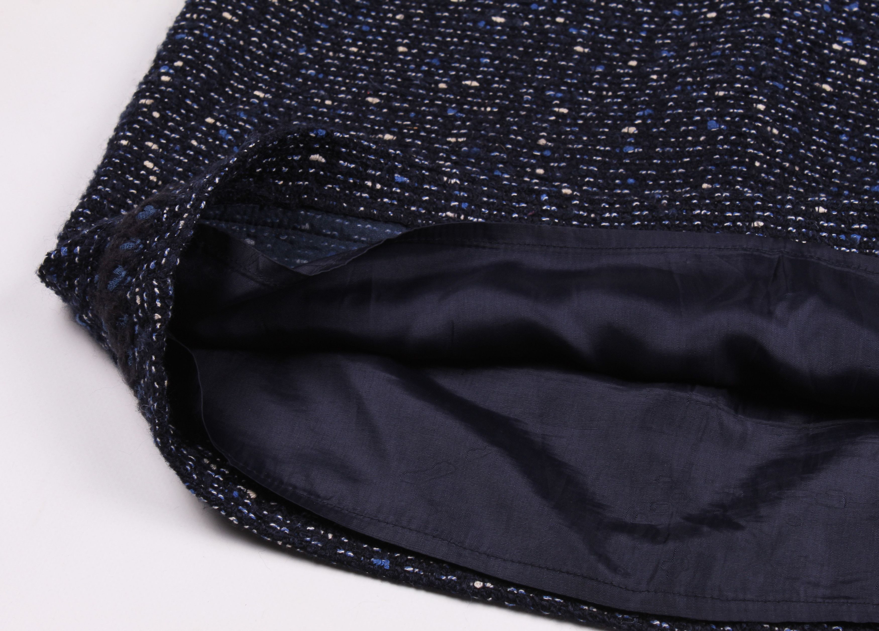Love Moschino Love Moschino Tweed Navy Wool Mohair Blend Mini Skirt Size 34" / US 12 / IT 48 - 4 Thumbnail