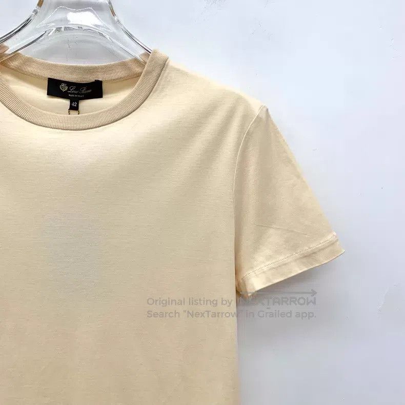 Loro Piana Loro Piana Pale Yellow Logo Embroidered Cotton Crew Neck S Size S / US 4 / IT 40 - 3 Thumbnail