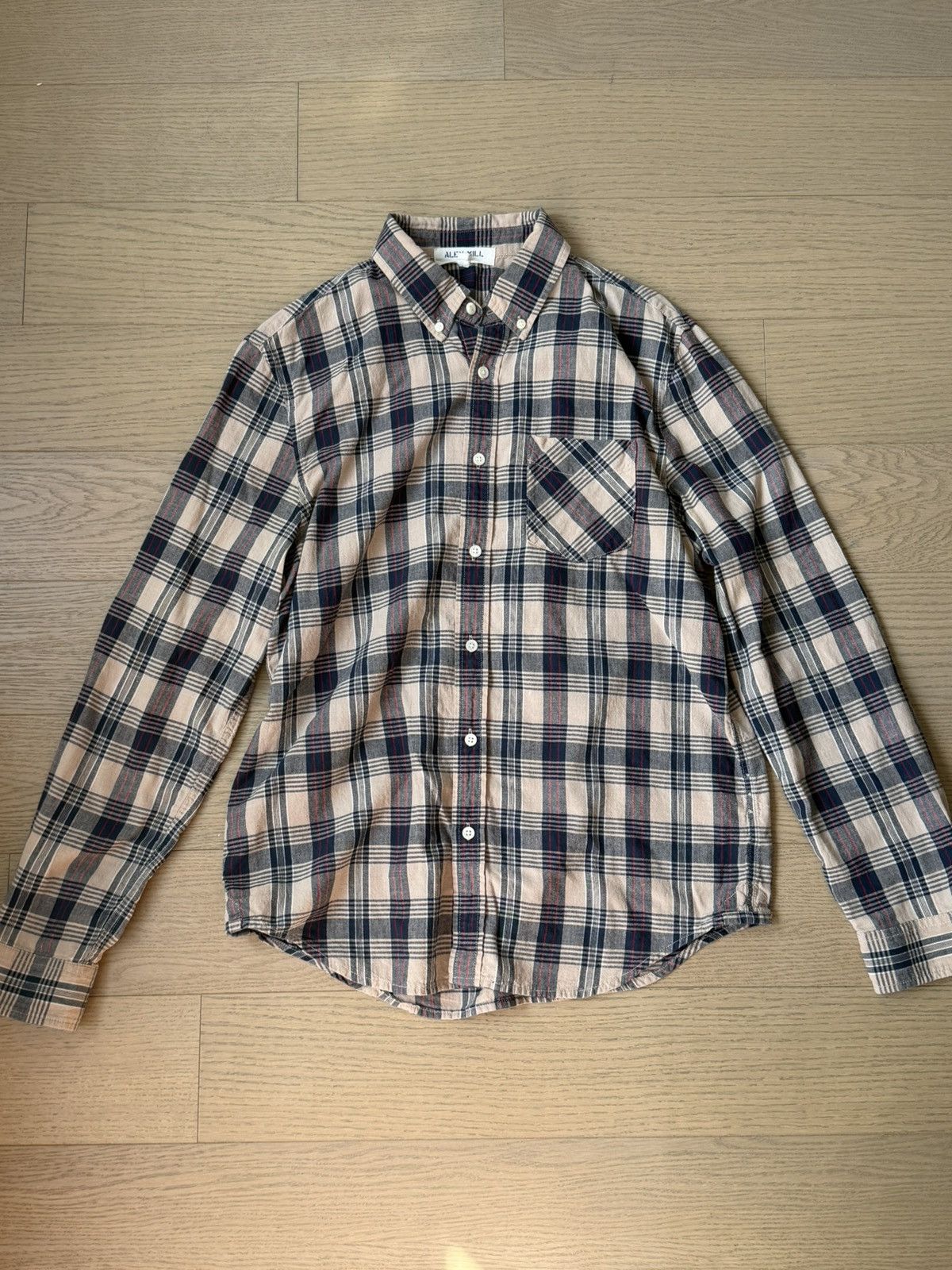 Alex Mill Tan Plaid Wash & Go Button Up Shirt Size US M / EU 48-50 / 2 - 1 Thumbnail