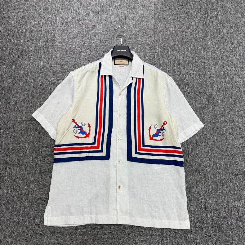 Gucci Gucci Mulberry silk pattern stitching linen short sleeves Size US S / EU 44-46 / 1 - 1 Thumbnail