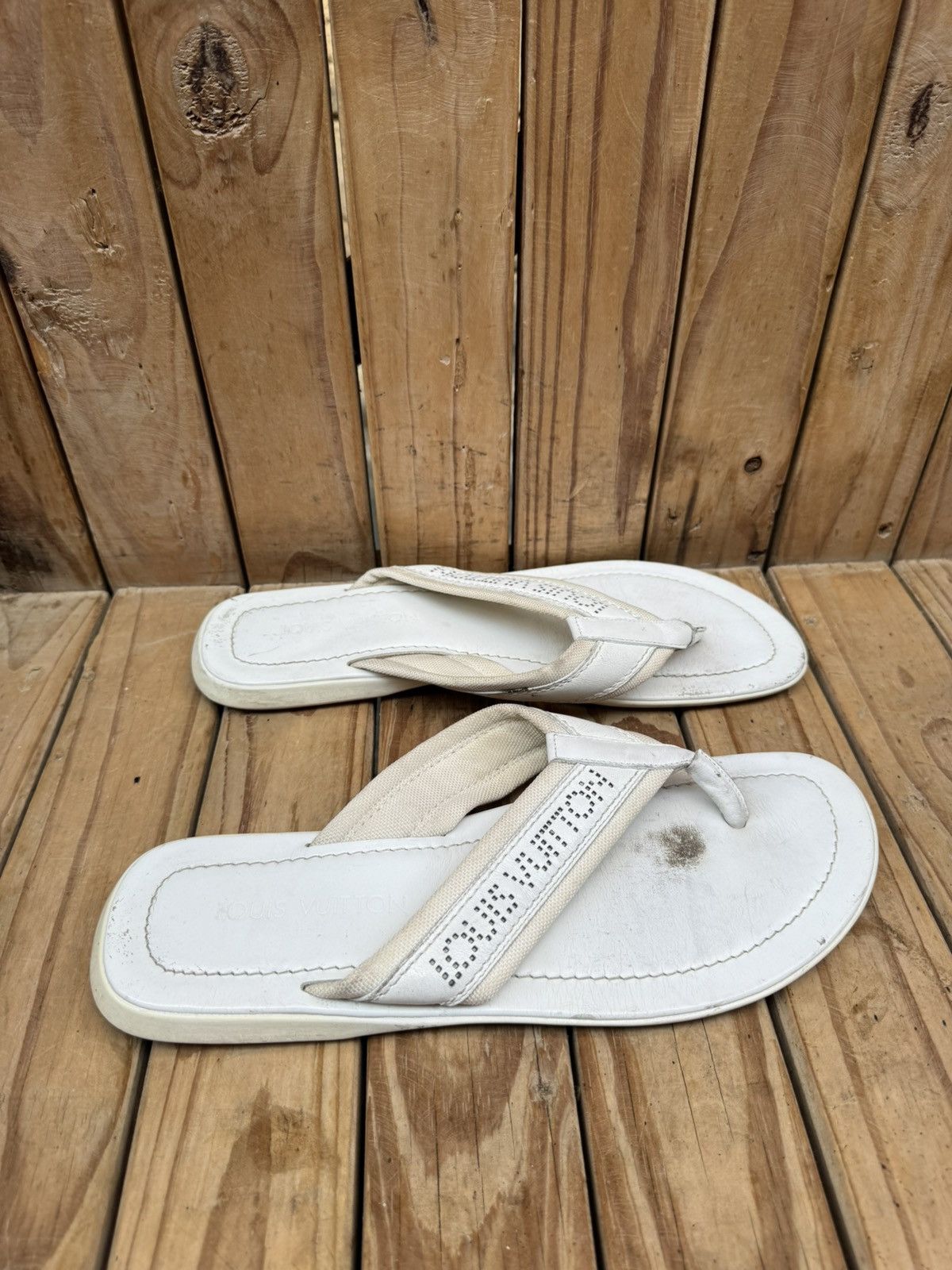 Louis Vuitton Louis vuitton White Leather strappy Men’s sandals UK 10.5 Size US 11.5 / EU 44-45 - 3 Thumbnail