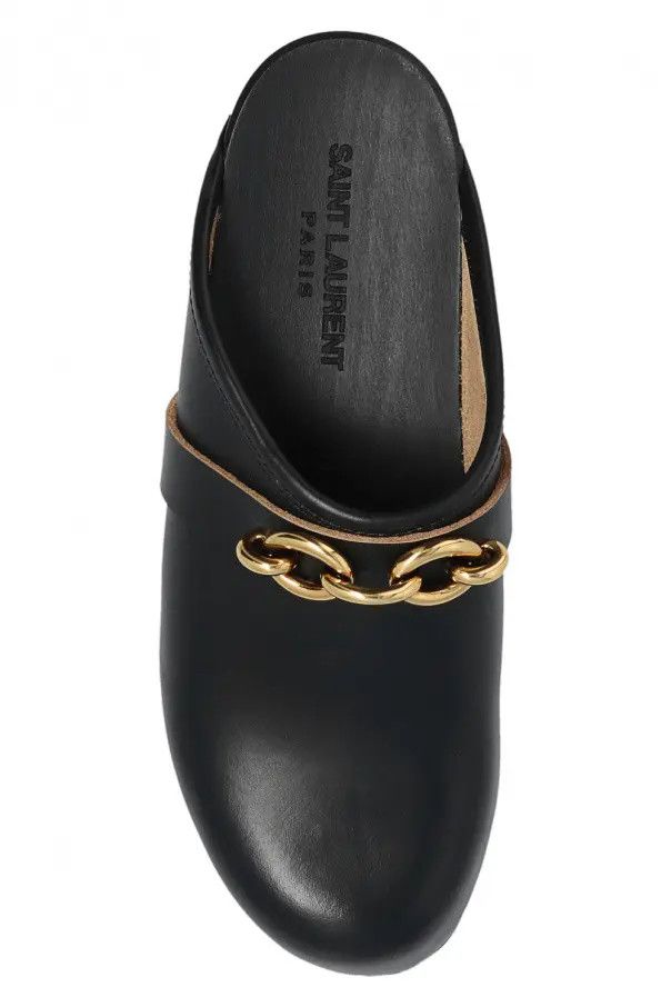 Saint Laurent Paris o1s1wg111024 Le Maillon Clogs in Smooth Leather in Black Size US 10.5 / IT 40.5 - 6 Thumbnail