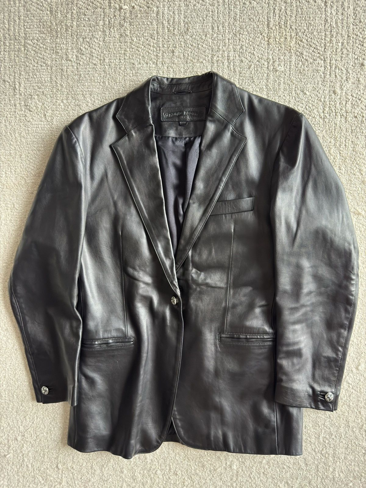 Chrome Hearts CHROME HEARTS Custom 1 of 1 Black Leather Suit Jacket Size 48L - 1 Thumbnail