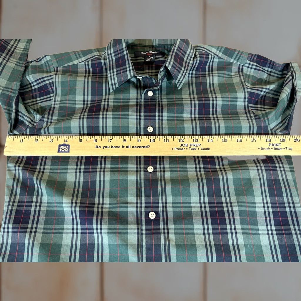 Brooks Brothers Brooks Brothers Shirt Mens Large Green Plaid Fleece Non Iron Button Long Sleeve Size US L / EU 52-54 / 3 - 1 Thumbnail