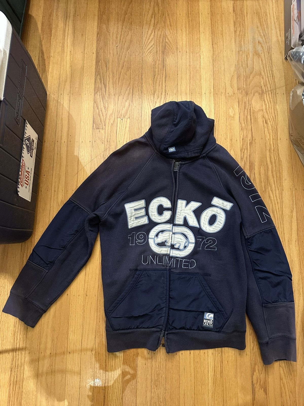 Ecko Unltd. Ecko UNLTD Navy/White Zip Up Hoodie Size US XL / EU 56 / 4 - 1 Thumbnail