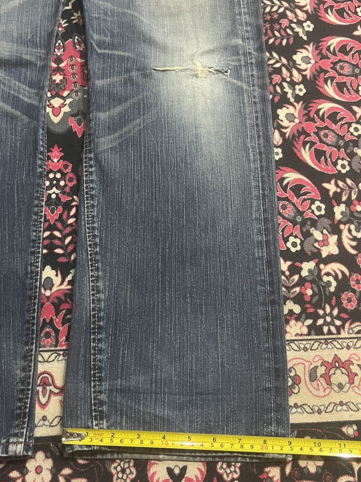 Edwin Vintage Edwin XVS Japan Blue Washed Distressed Jeans Size US 34 / EU 50 - 16 Thumbnail
