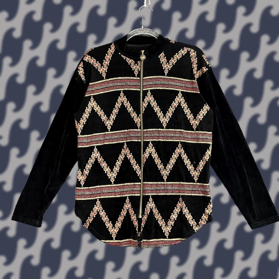 Vintage VINTAGE a.n.a Jacket Black Silk Blend Full Zip Light Geometric Pattern Made In Korea L Size US L / EU 52-54 / 3 - 1 Thumbnail
