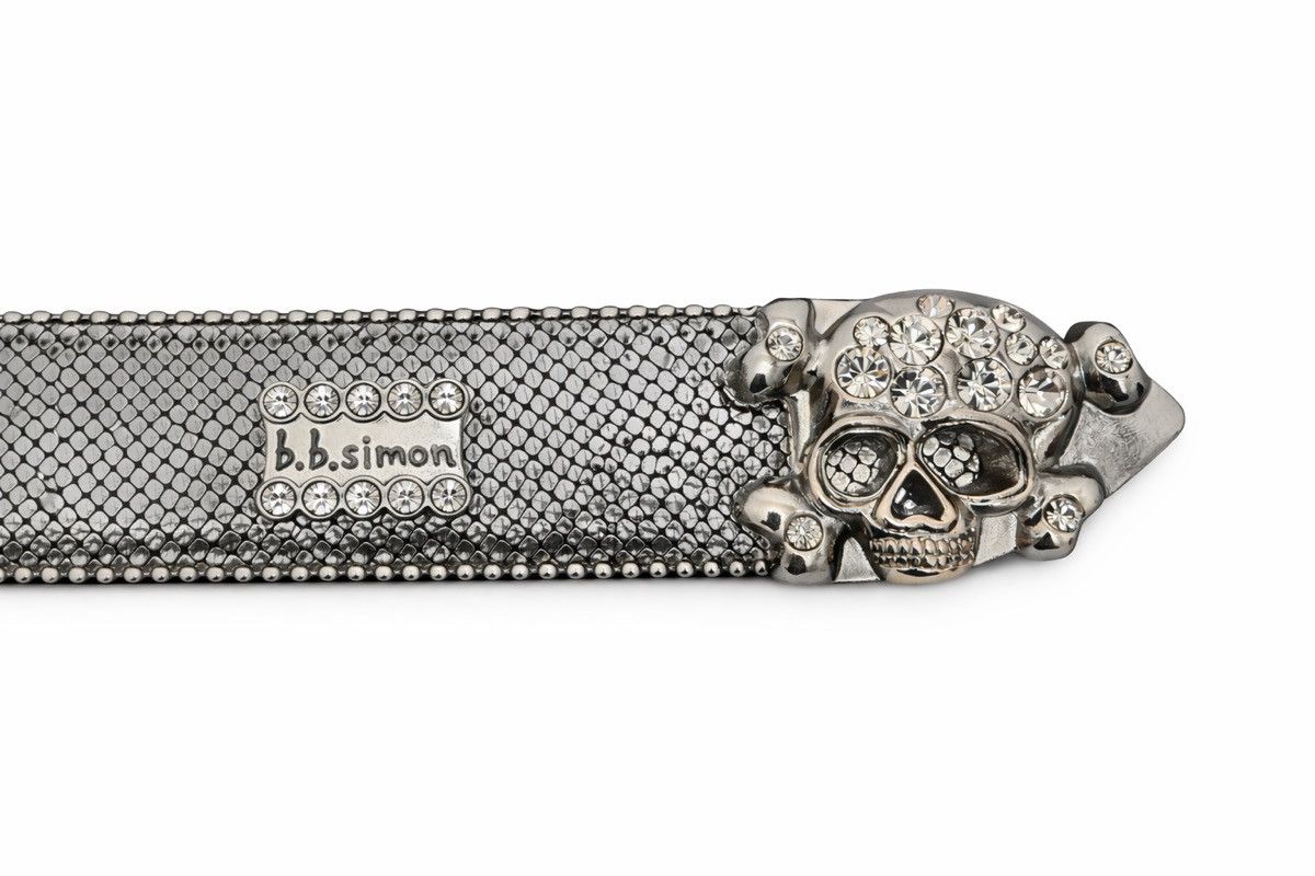 B.B. Simon B.B Simon Silver Skull Belt *INSANE* Size 36 - 4 Thumbnail