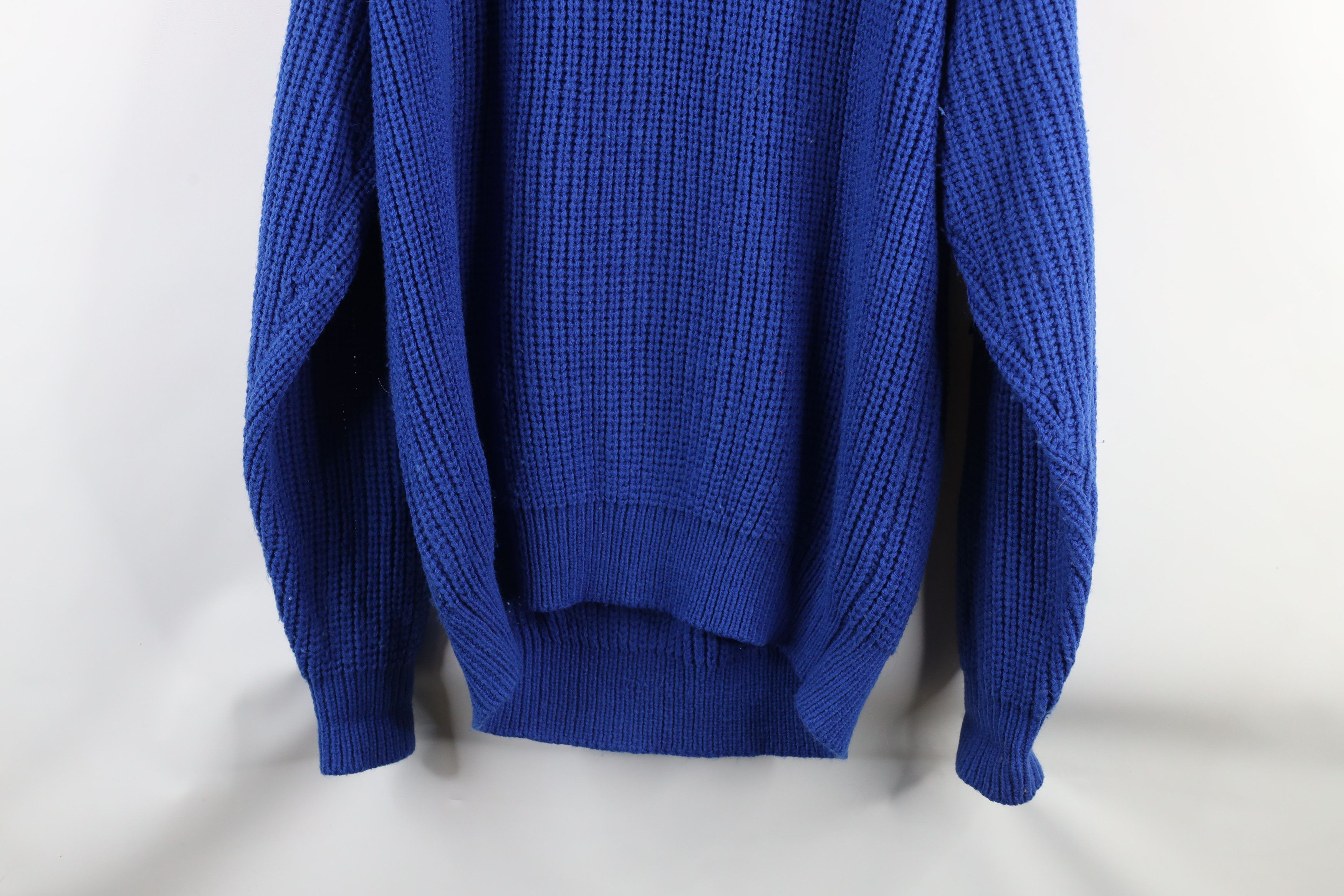Vintage Vintage 90s Streetwear Chunky Ribbed Knit Sweater Royal Blue Size US XXL / EU 58 / 5 - 9 Thumbnail