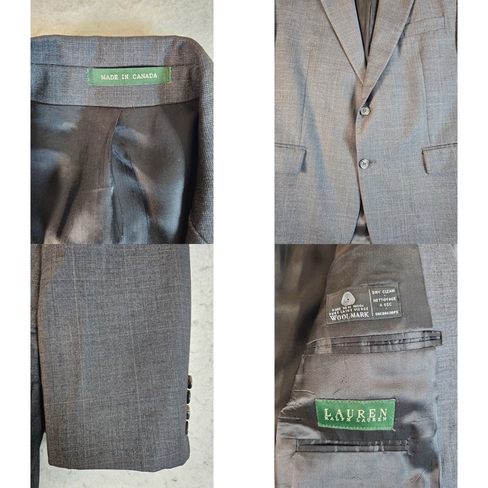 Ralph Lauren VINTAGE Lauren By RALPH LAUREN 2 Piece Suit Mens 44 Short 33x29 Grey Wool Classic 100% Wool Business Formal Party/Cocktail Travel Wedding Mens Size US 44 / EU 60 - 9 Thumbnail