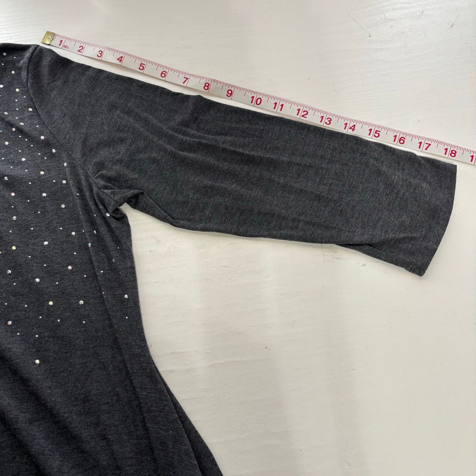 Other Belldini Gray Embellished Tunic Top Rhinestone 3/4 Sleeve Size L / US 10 / IT 46 - 6 Thumbnail