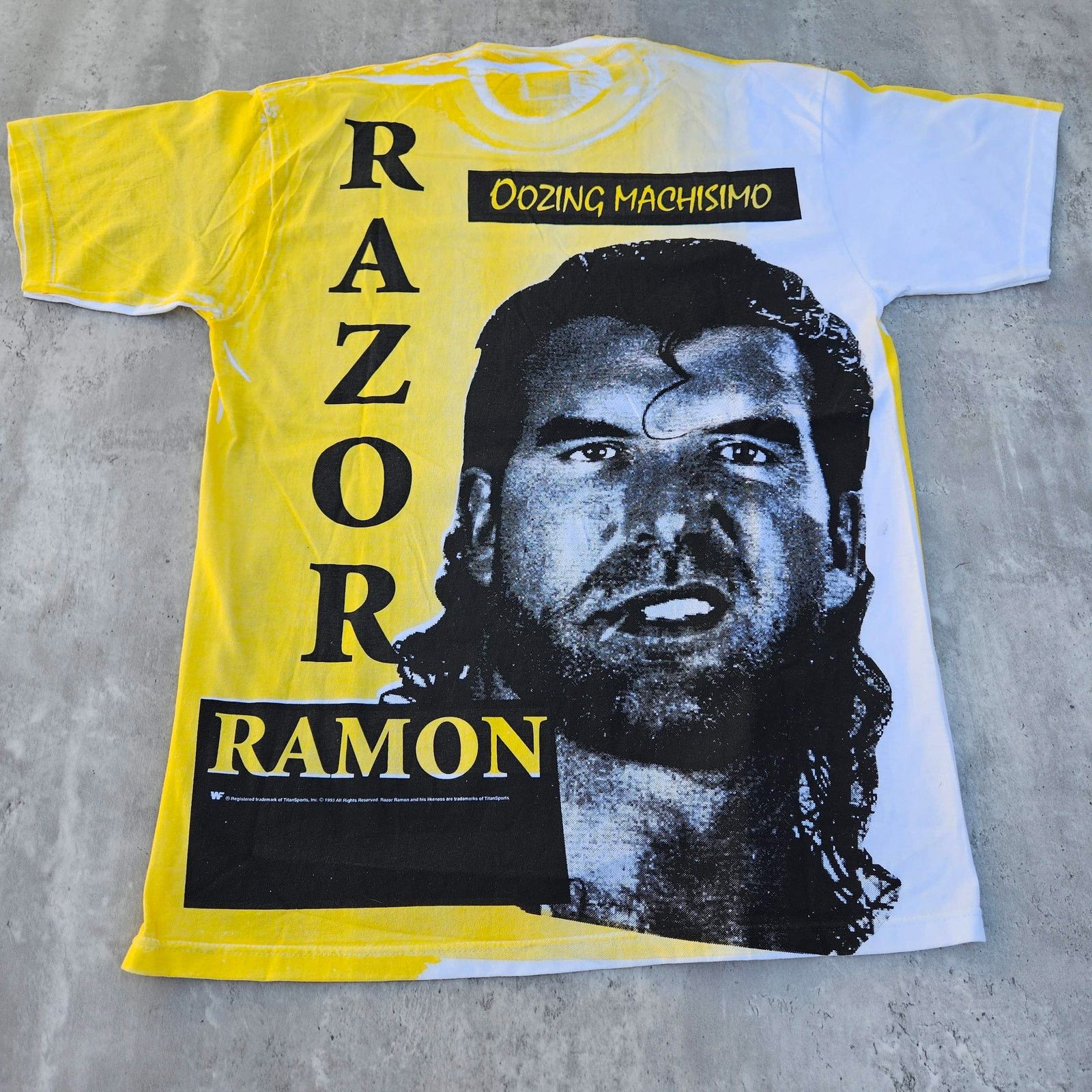 WWF Vintage WWF 1993 Razor Ramon AOP T Shirt XL Oozing Machismo Size US XL / EU 56 / 4 - 4 Thumbnail