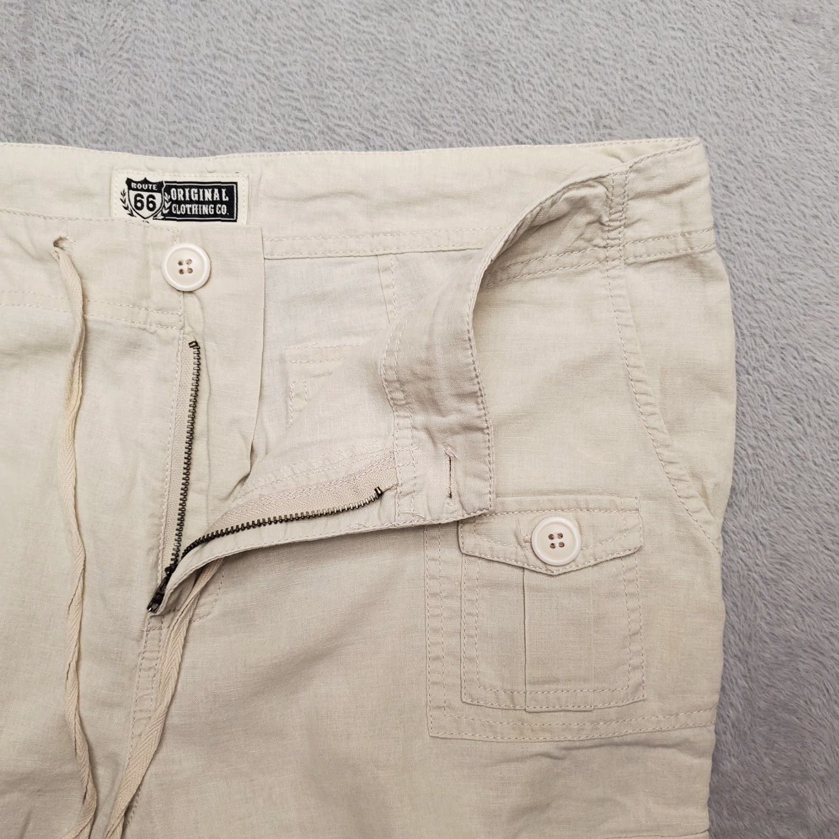 Route 66 Linen Pants Women 10 Beige Draw Strings Cargo Pocket Skimmer Route 66 Casual Cropped Pants Womens Beige Route 66 Linen Pants** Size 32" / US 10 / IT 46 - 5 Thumbnail