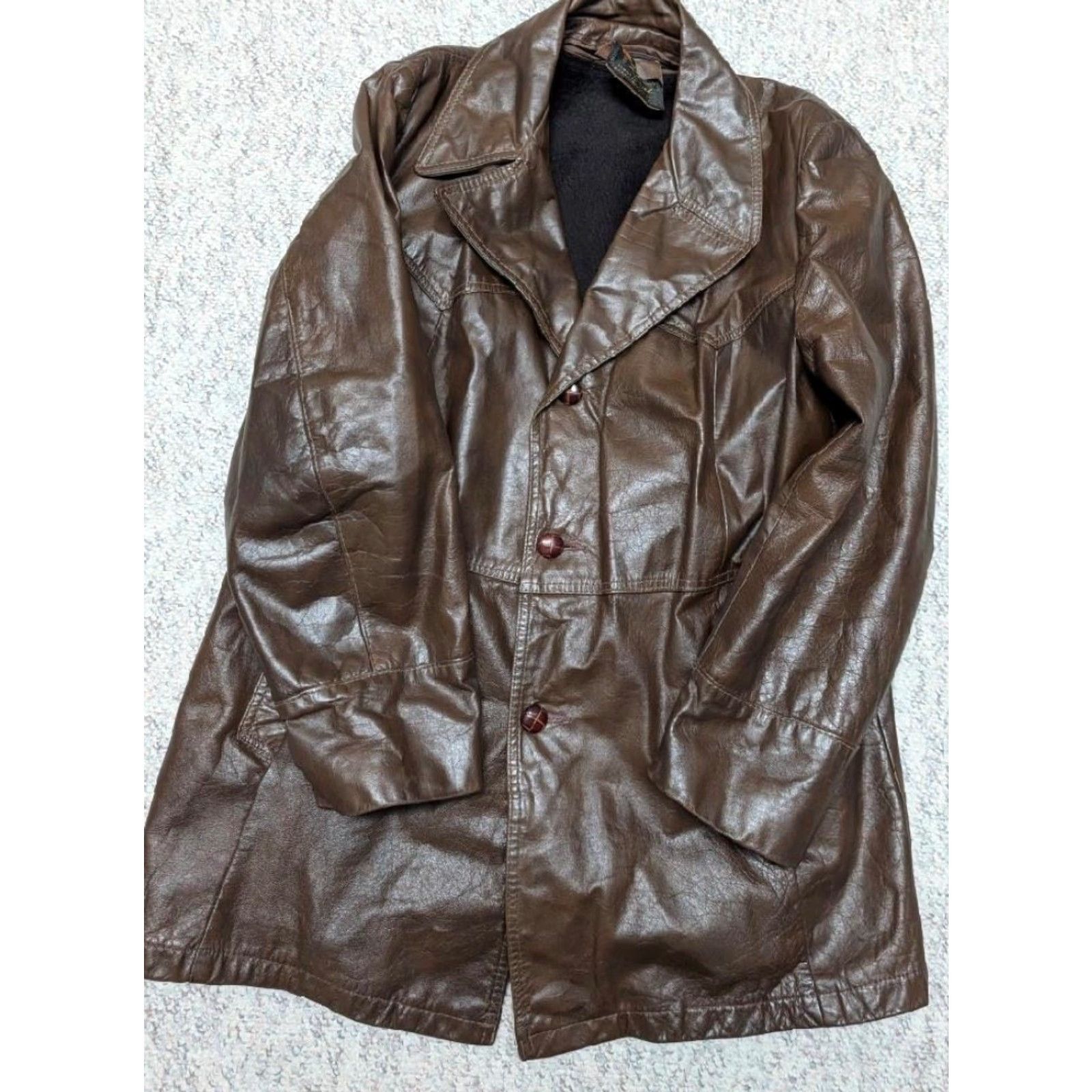 Vintage VINTAGE Reed Western jacket Overcoat Mens 42-44 Leather brown 1970s COWHIDE 42-44 Mens Size US L / EU 52-54 / 3 - 5 Thumbnail
