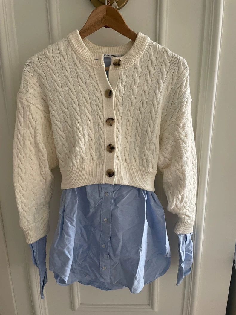 Alexander Wang Alexander Wang Layered Cable Knit Cardigan- Size M / US 6-8 / IT 42-44 - 1 Thumbnail