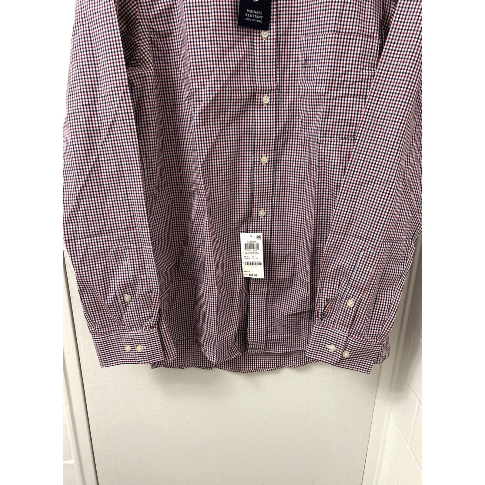 Club Room Club Room Shirt Mens 15 Red Plaid Dress Shirt L/S Wrinkle Resistant 100% Cotton Estate Button Up Gingham Collar Point Barrel Cuff Mens الشباب Size US M / EU 48-50 / 2 - 3 Thumbnail