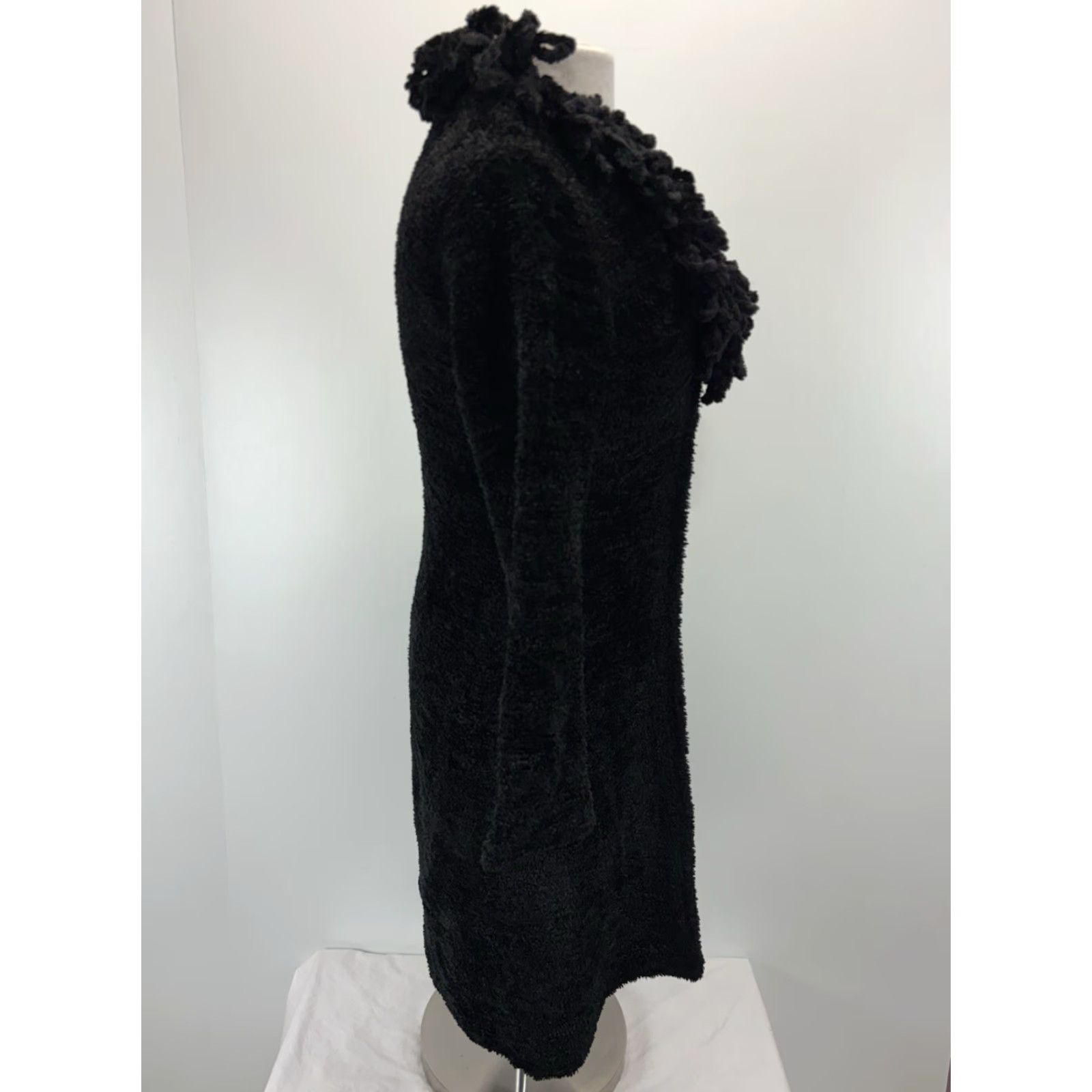 VINTAGE Forever 21 Fringe Collar Cardigan Duster Women’s S Black Bohemian 90s Y2K Goth Mens?